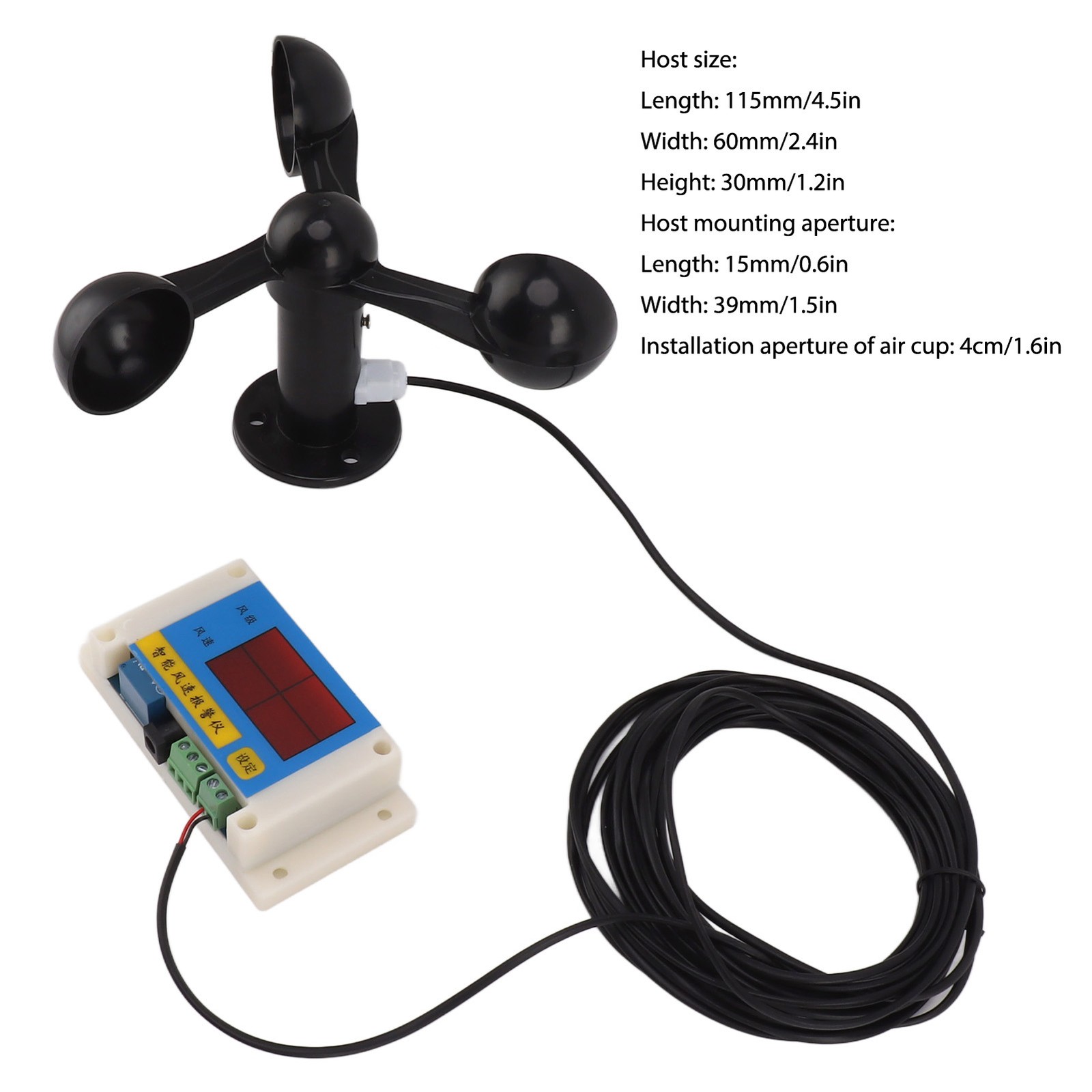 3 Fan Blades Tower Crane Anemometer High Accuracy Alarm Device For Outdoor NEW↑