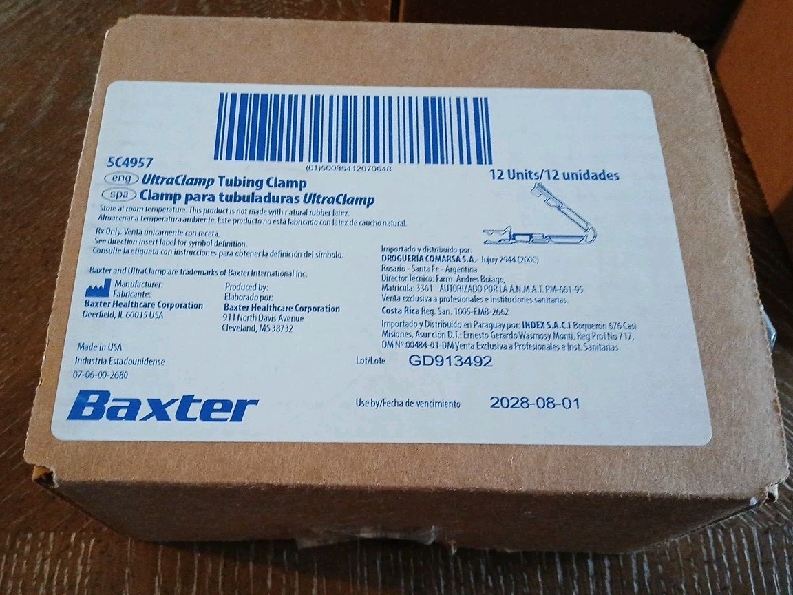 New Factory Sealed Box 12 Units Baxter 5C4957 UltraClamp Tubing Clamp Home PD