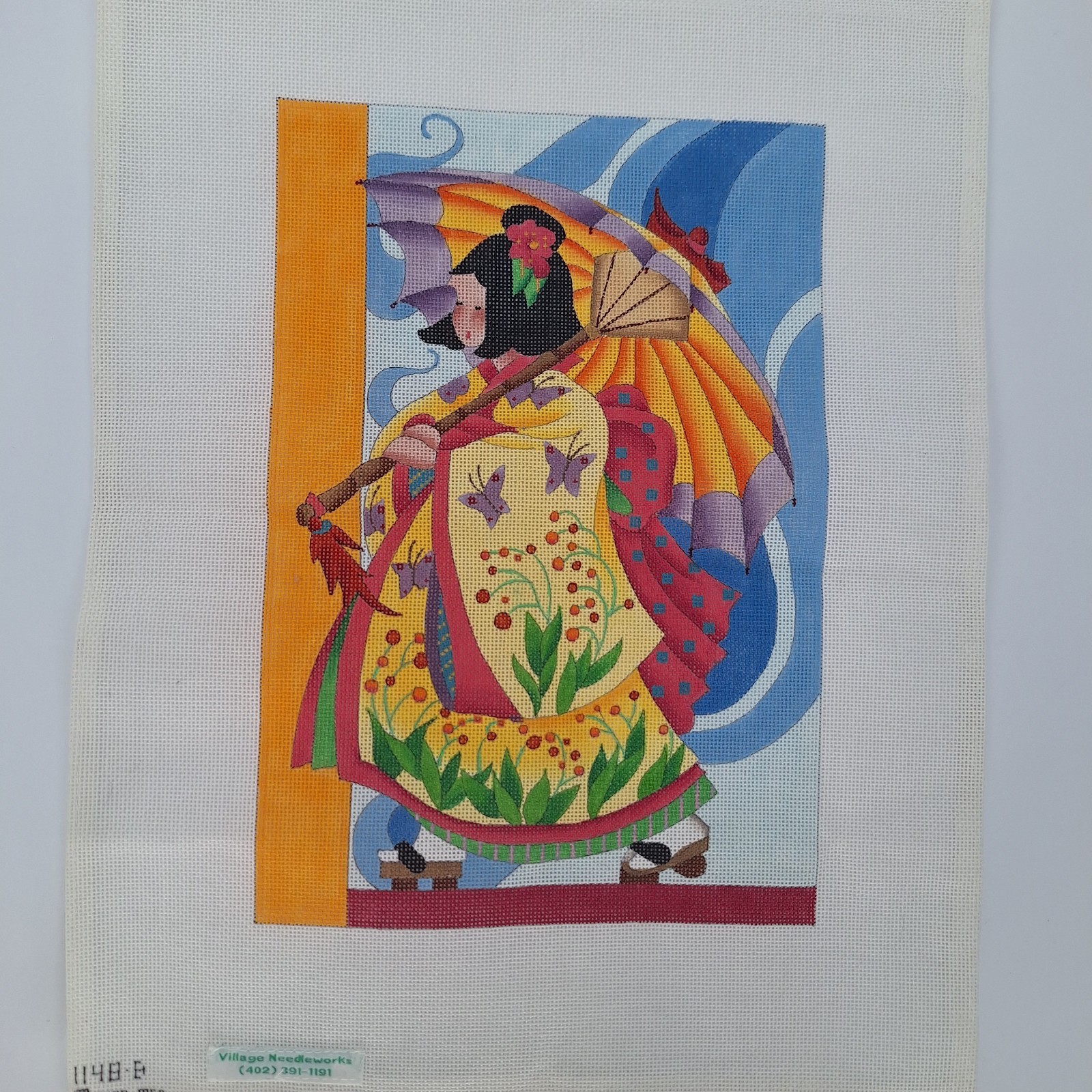 Melissa Shirley Handpainted Needlepoint Canvas Geisha Umbrella 148-B Rare