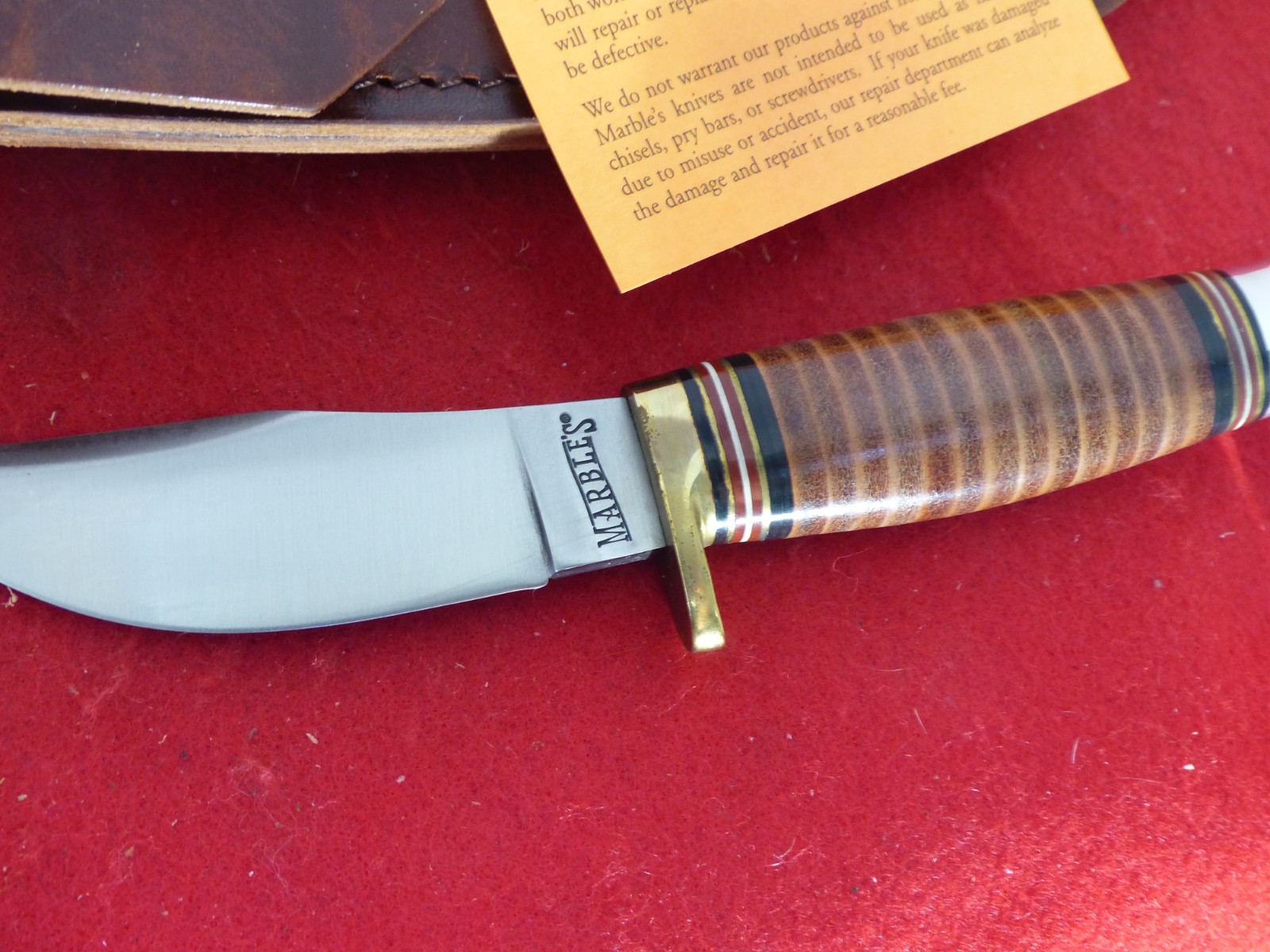 Marbles Gladstone USA Fieldcraft Leather/aluminum mint fixed blade Sheath knife