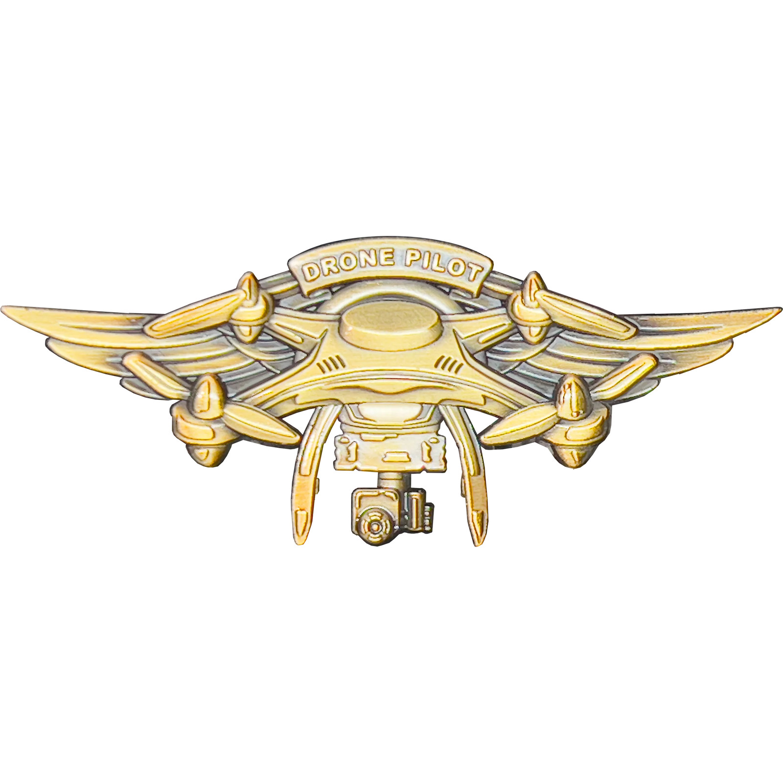 GL12-006 Gold 3D Full size UAS FAA Commercial Drone Pilot Wings pin