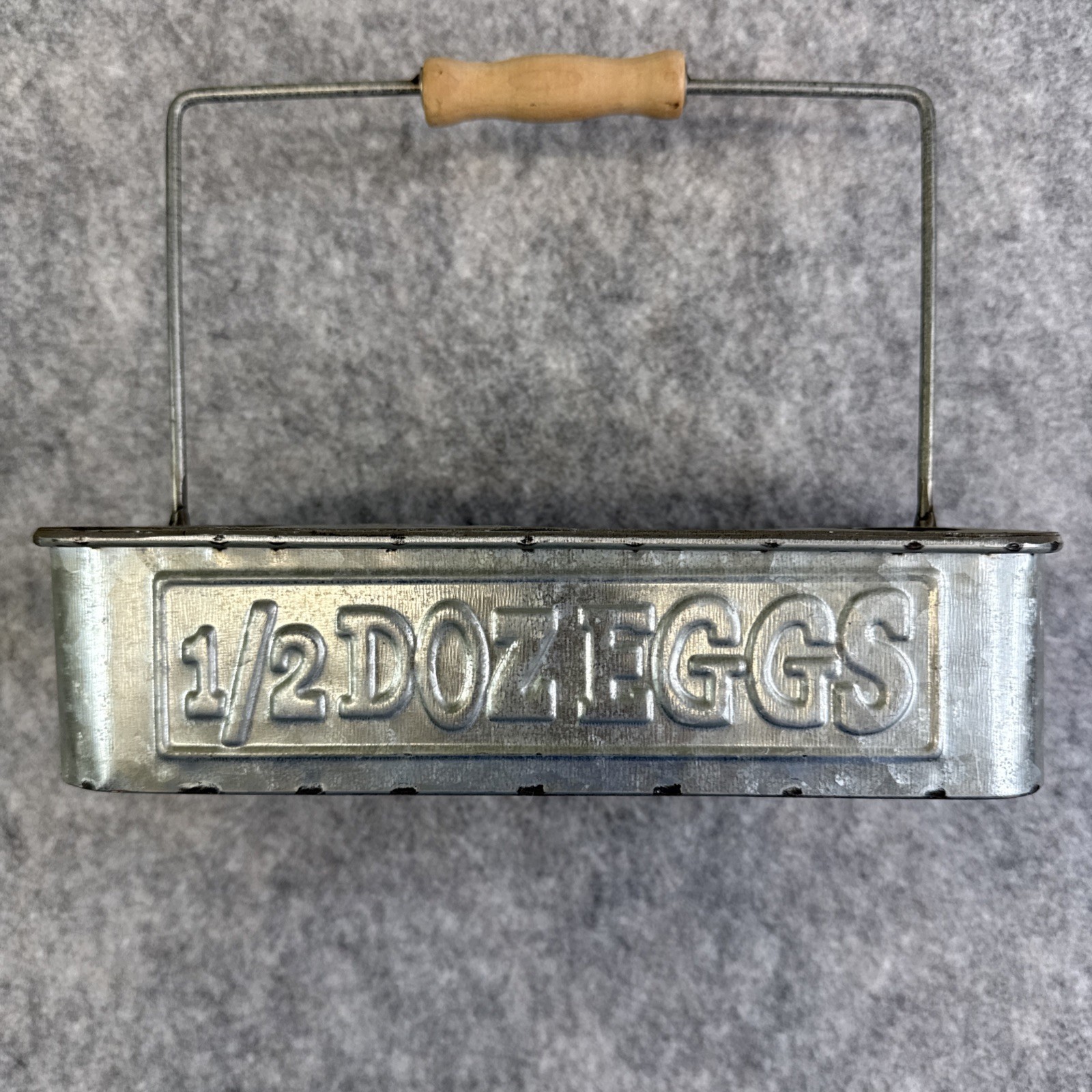Rustic 1/2 Dozen Galvanized Metal Egg Basket Carrier Fresh Eggs