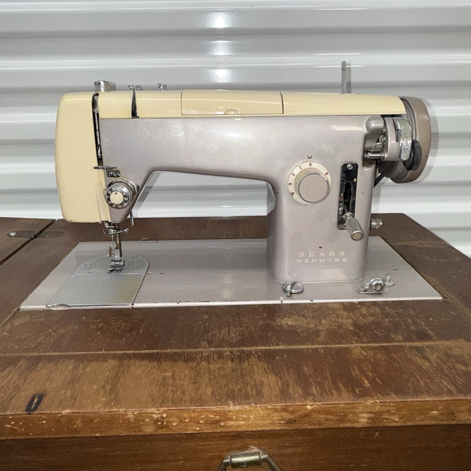 Vintage Sears Kenmore 158.523 Sewing Machine w/ Cabinet & Foot Pedal - Works