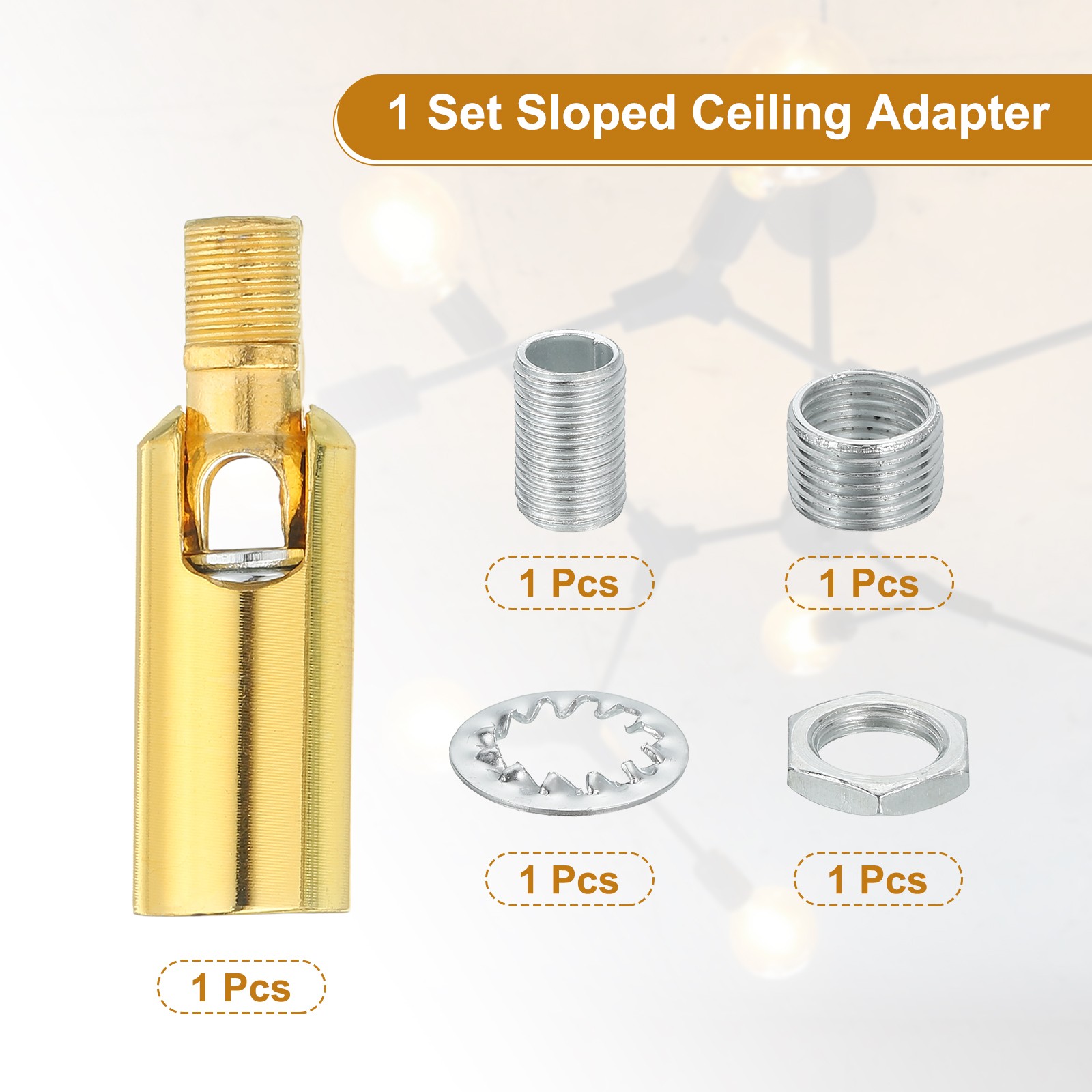 180 Degree Swivel M10 Thread Bright Gold Sloped Ceiling Adapter