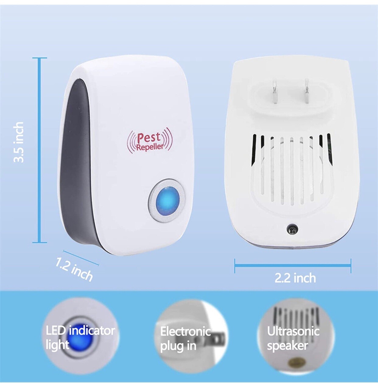 Ultrasonic Pest Repeller 6 Pack, Mouse Spider Roach Repellent