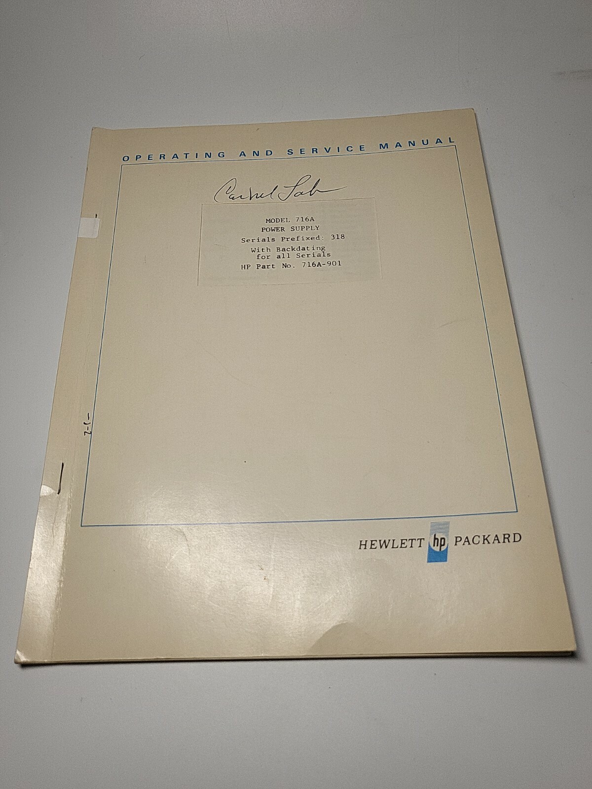 Hewlett Packard HP 716A ~ Power Supply Operating & Service Manual ~ 06-1964