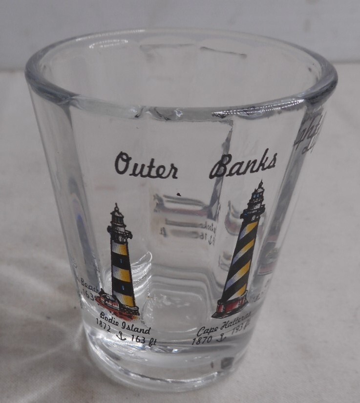 Lighthouses Of Outer Banks North Carolina Ribbed Shot Glass 2-1/4" H x 2" Wide
