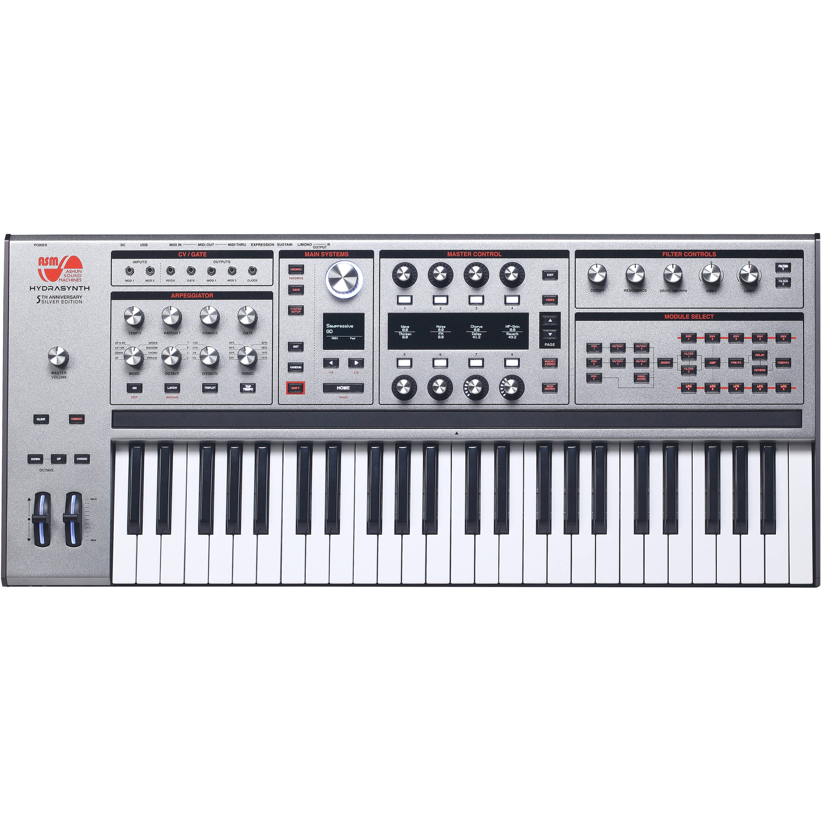ASM Hydrasynth Keyboard 8-Voice Synthesizer - Limited-Edition Silver
