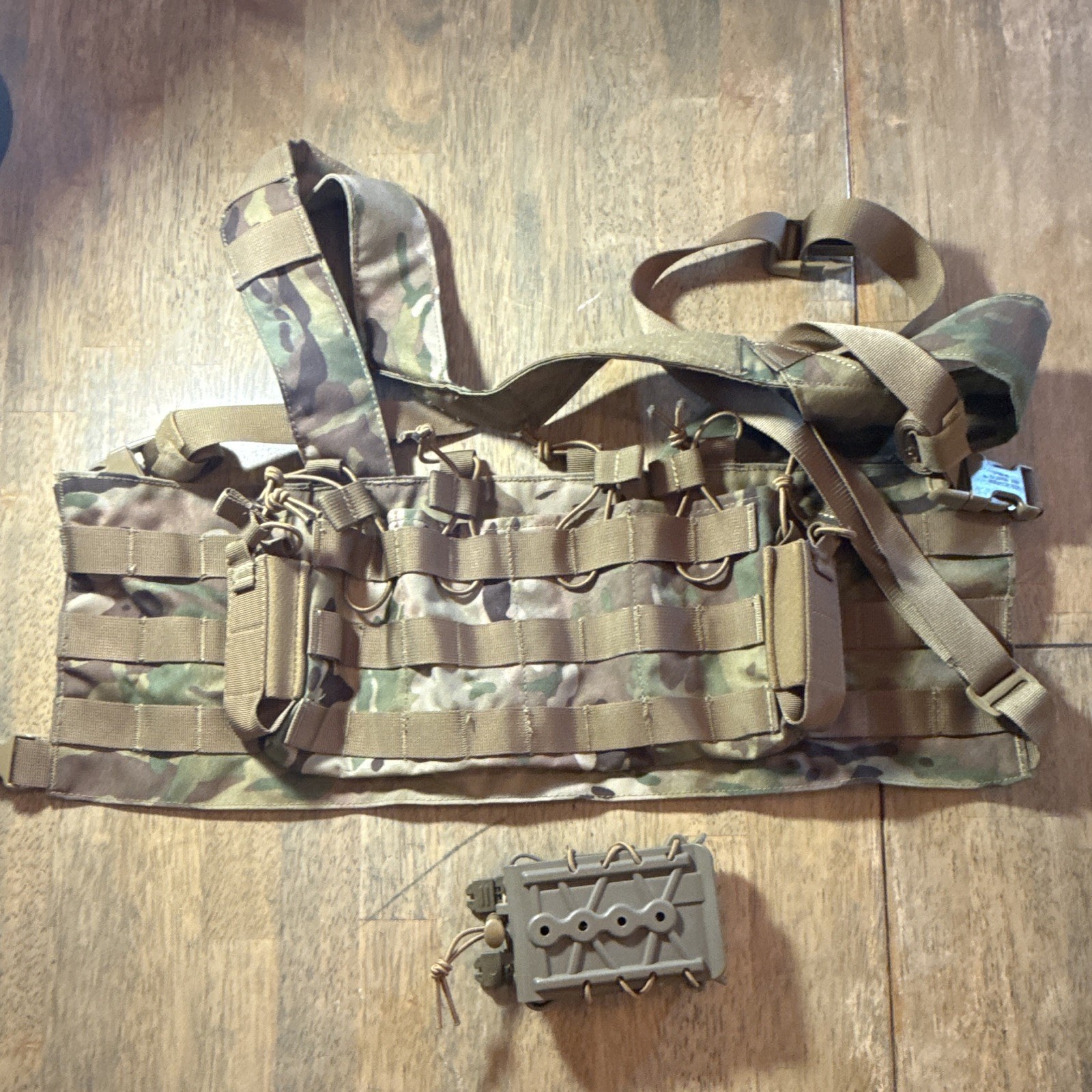 Multicam Nylon MOLLE Adjustable Chest Rig with extra hard mag pouch
