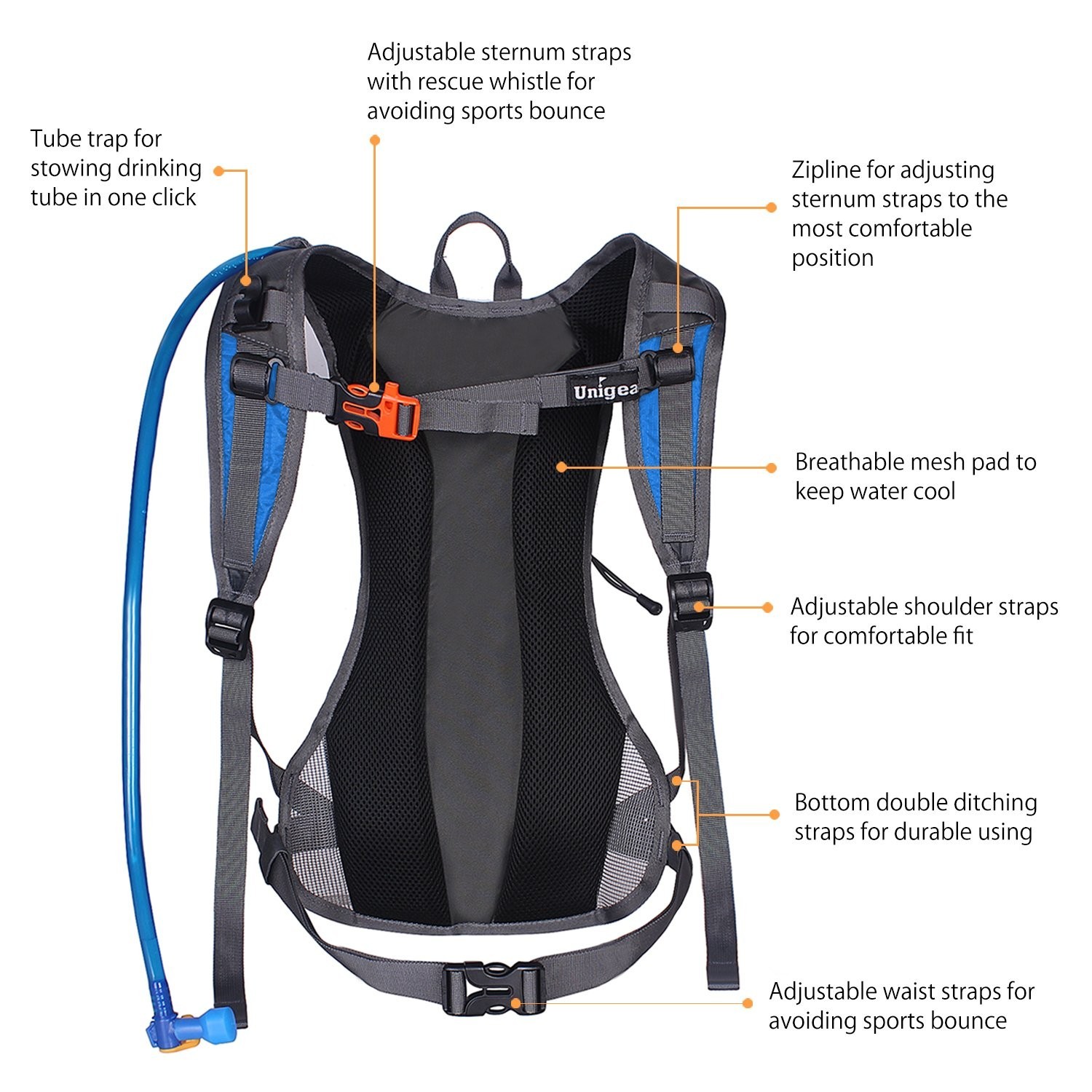 Unigear Hydration Pack Backpack with 70 oz 2L Water Bladder for Running, Hiki...