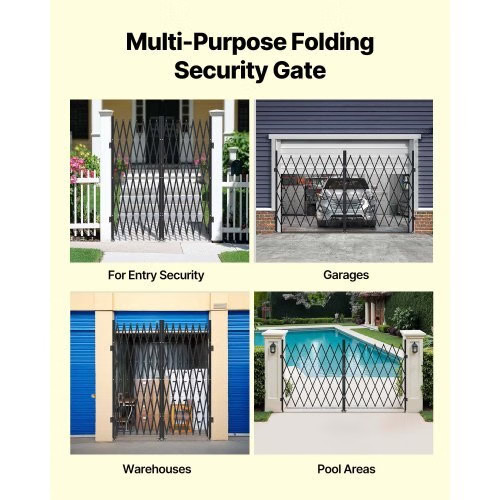Double Folding Security Gate, Lockable Scissor Gate with 360?° Swivel Caster