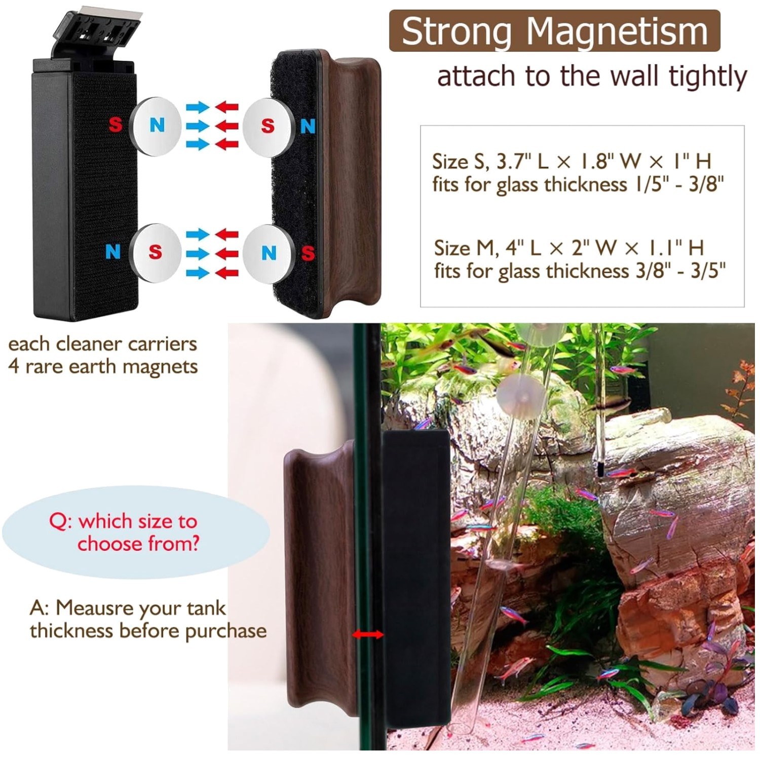 Magnetic Aquarium Cleaner with Scraper - Algae Magnet Tool