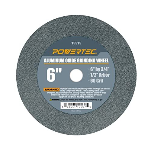 POWERTEC Bench Grinder Wheel 6 Inch 60 Grit, Aluminum Oxide  Assorted Styles