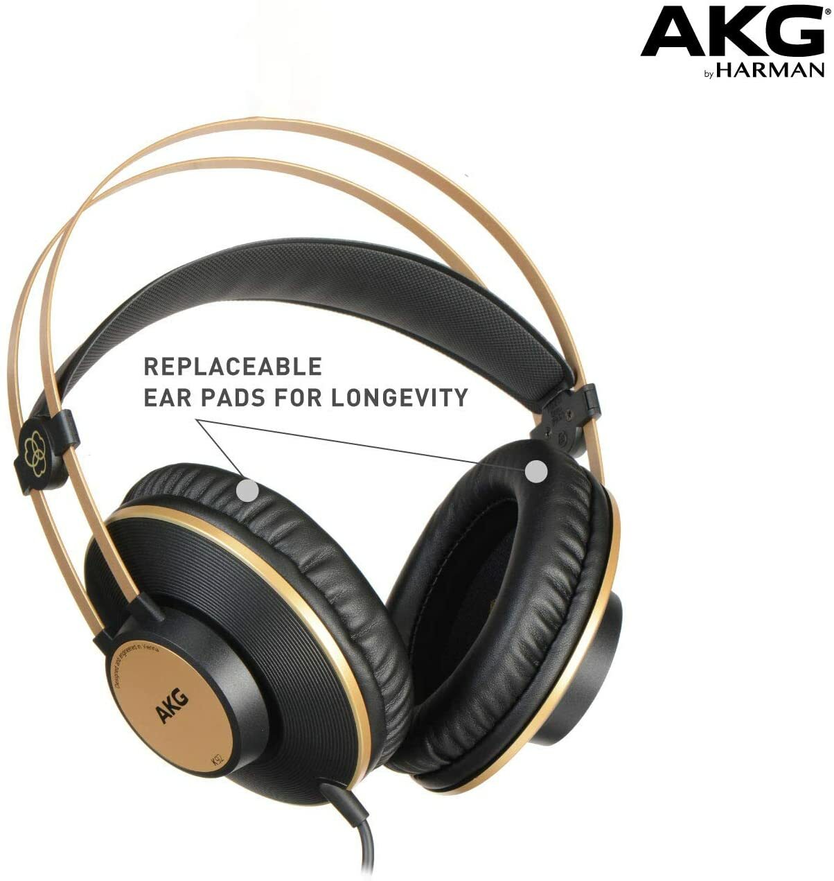 AKG Pro Audio K92 Over-Ear, Closed-Back, Studio Headphones, Matte Black and Gold
