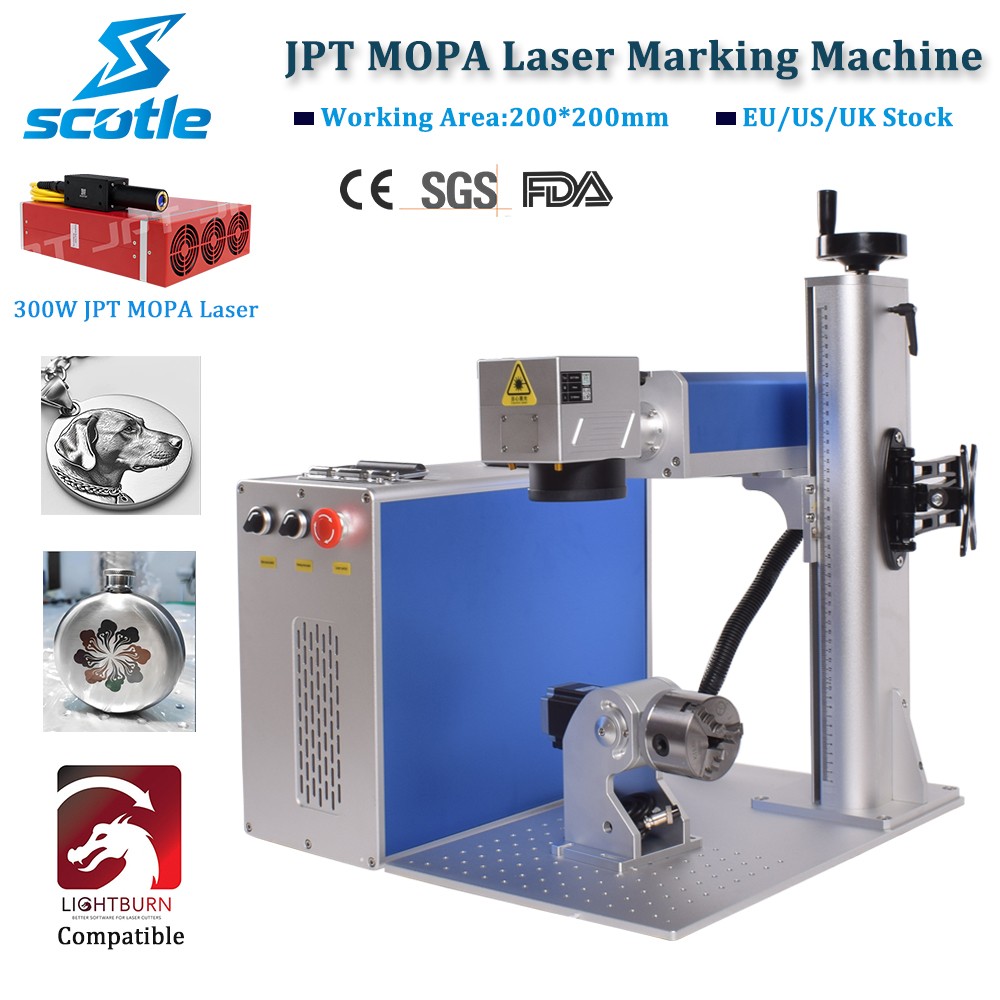 300W JPT Mopa Fiber Laser Marking Machine Metal Steel Engraver Color Marking US