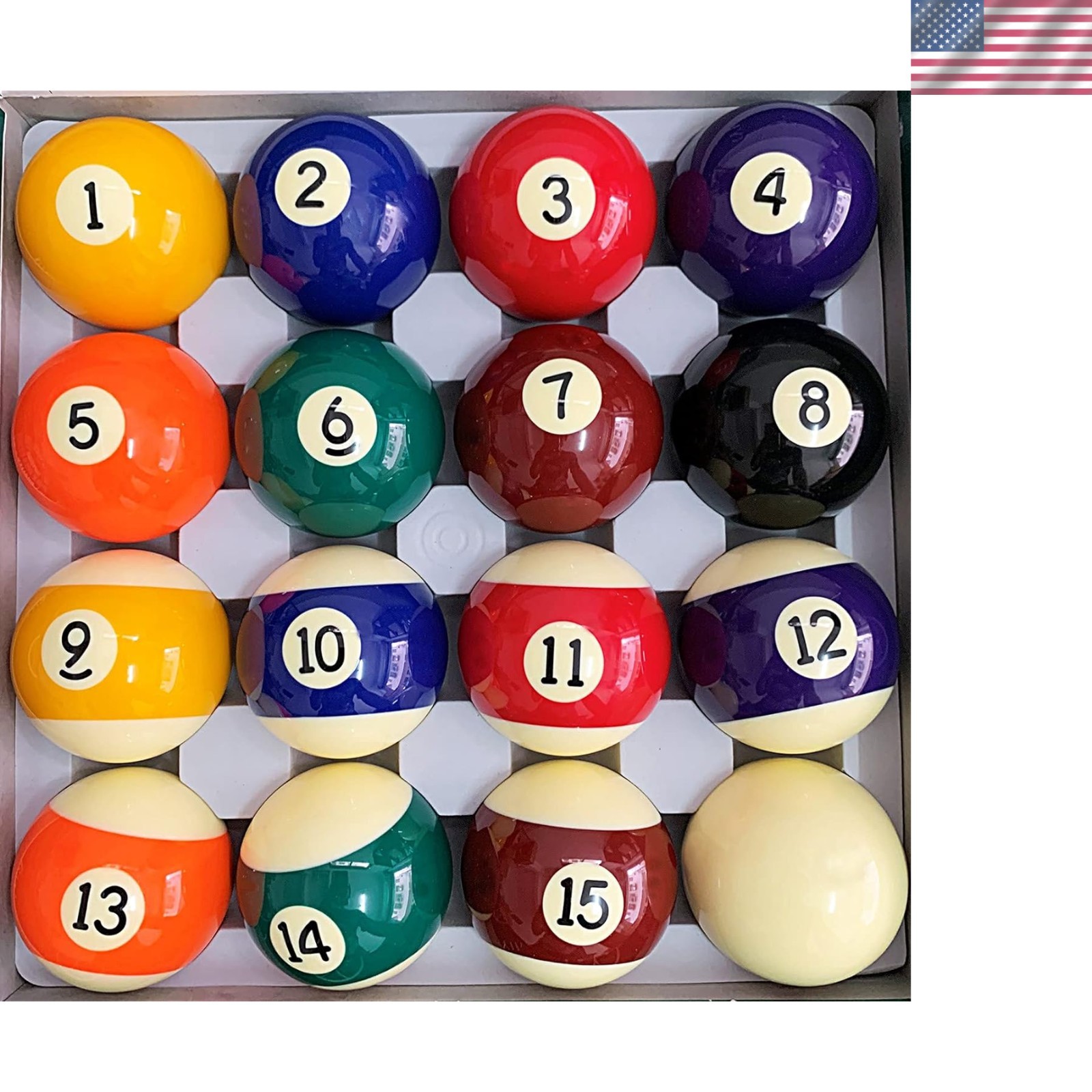 16-Count Pool Balls Set - Durable 2-1/4” Resin for Maximum Play Consistency