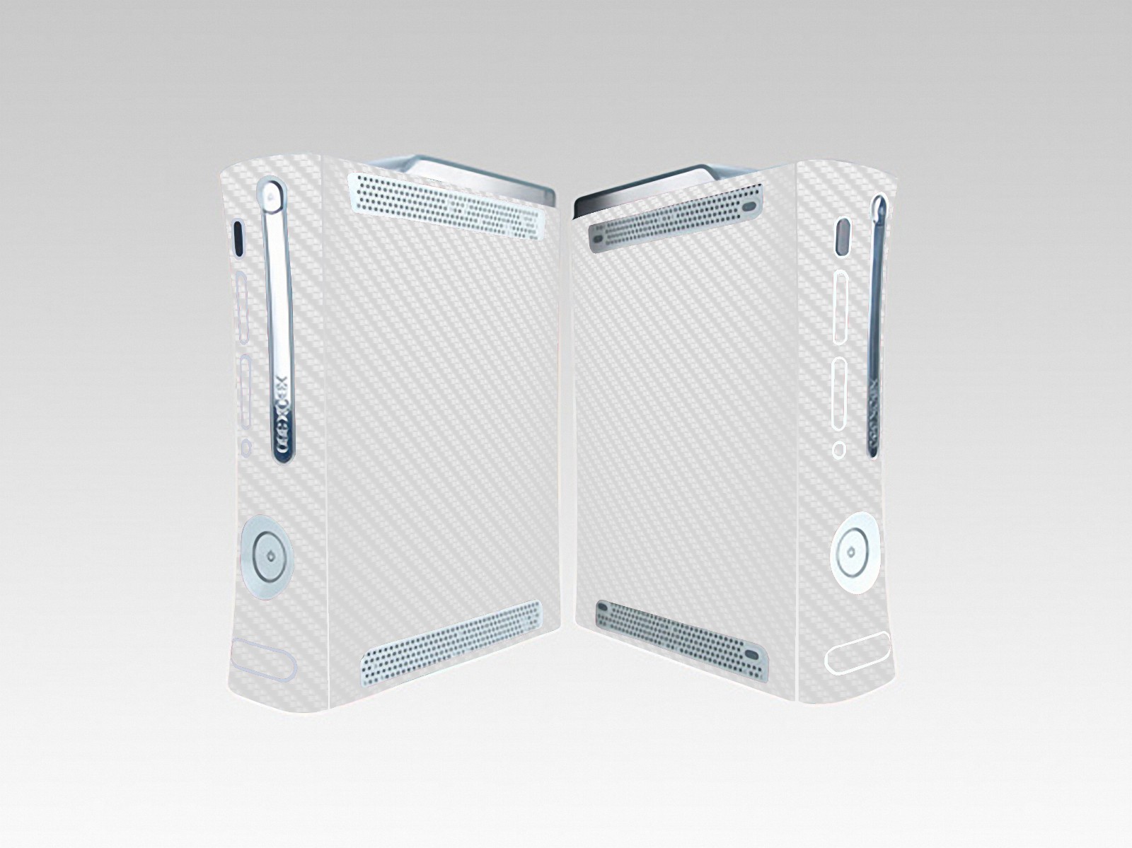 White Carbon Fiber Vinyl Skin Sticker Xbox360 Console and 2 controller skins