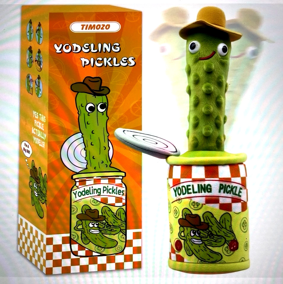 Timozo Yodeling Pickle, Talking Yodeling / Singing Toy Repeats What You Say