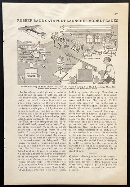 “Rubber-Band Catapult Launches Model Planes” 1931 HowTo Build PLANS