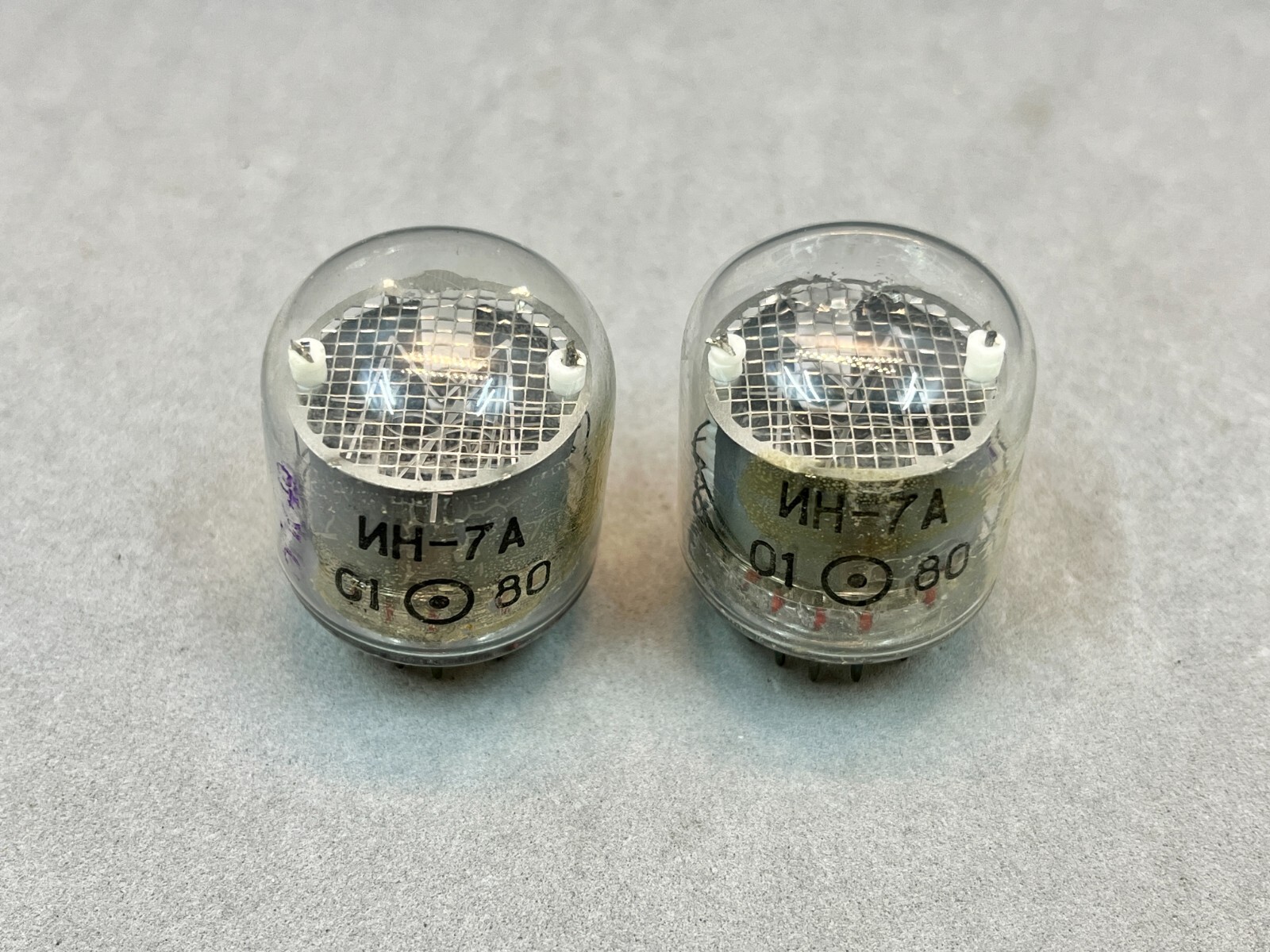 2 PCS IN-7(a,b) NEW NOS NIXIE VFD SYMBOLS SAME DATE