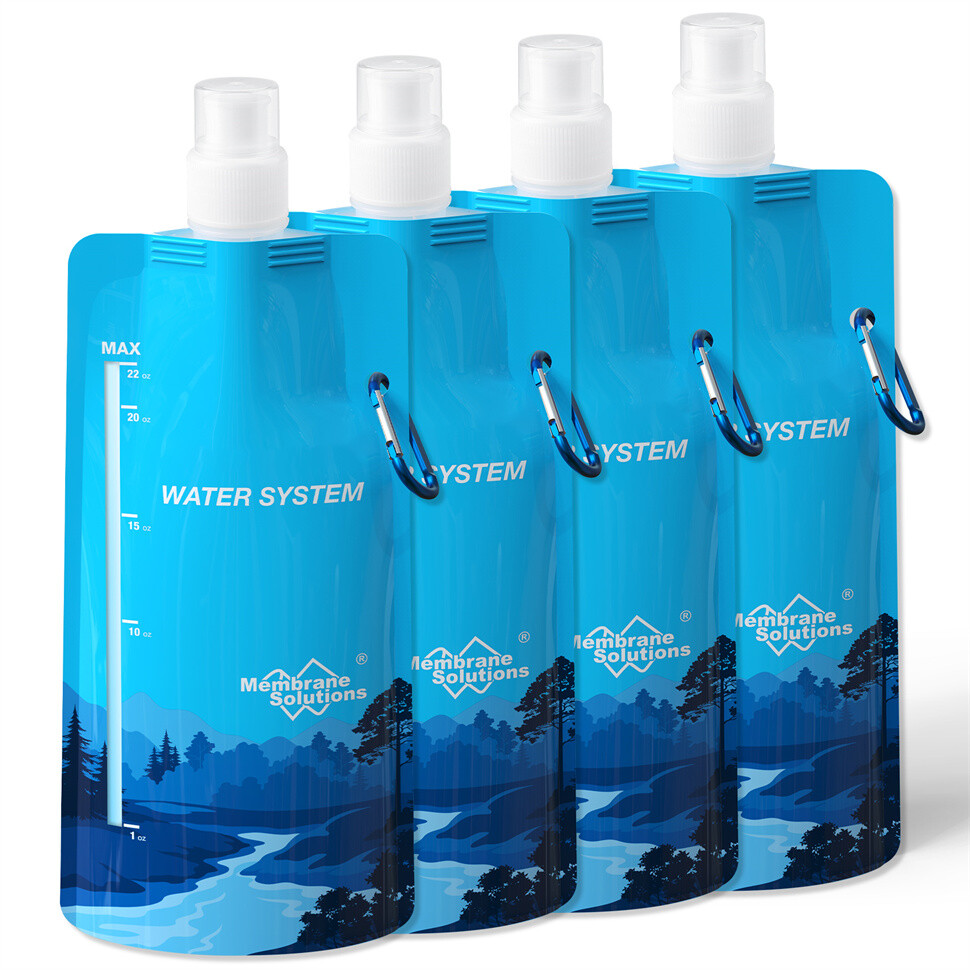 4xWater Pouch Drinking,Hiking Water Storage Bag,Outdoor Canteen,fit Filter Straw