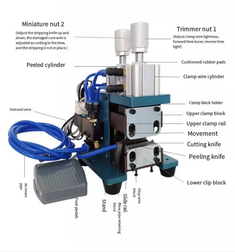 Pneumatic Peeling Multi Core Flat Cable Wire Stripper Machine