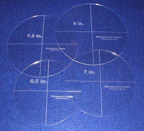 4 Piece Circle Set 6.5", 7", 7.5", 8" 1/8" Acrylic - Quilting Templates