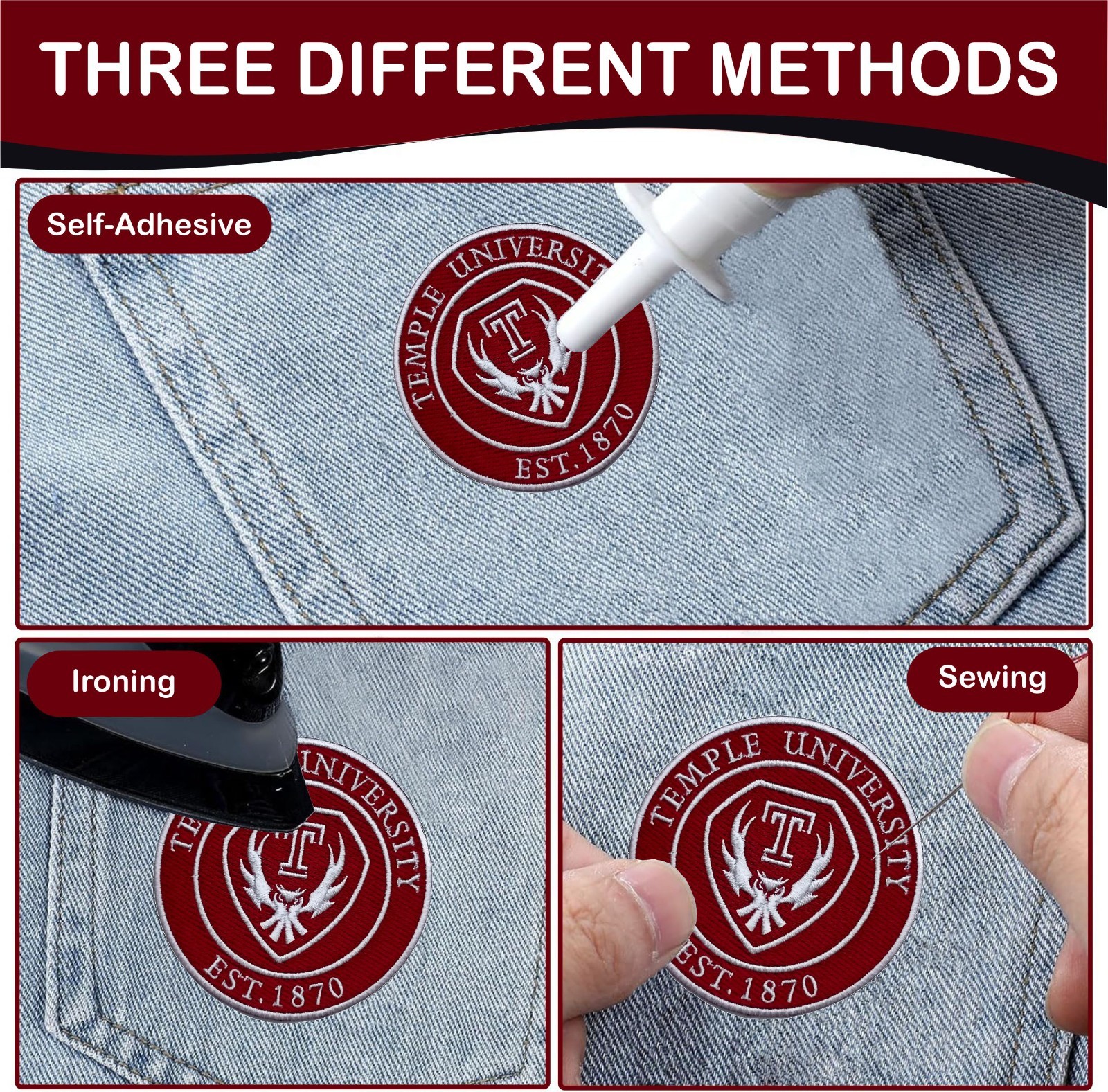 Temple University Owls Vintage Logo Iron On Patch-Sew Patch-Embroidered Patch