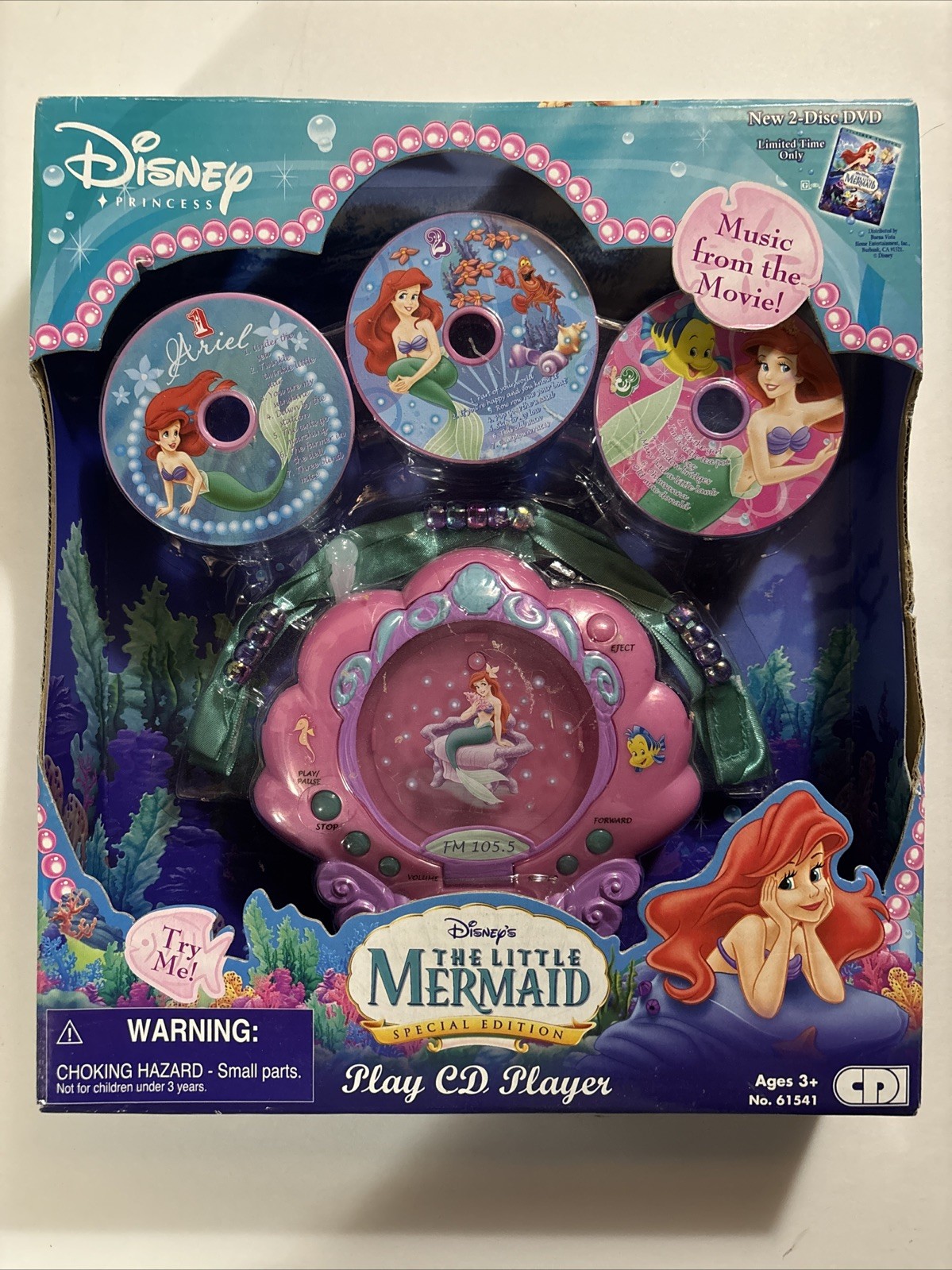 Vtg Disney The Little Mermaid Shell CD Player 2006 Brand New In Box