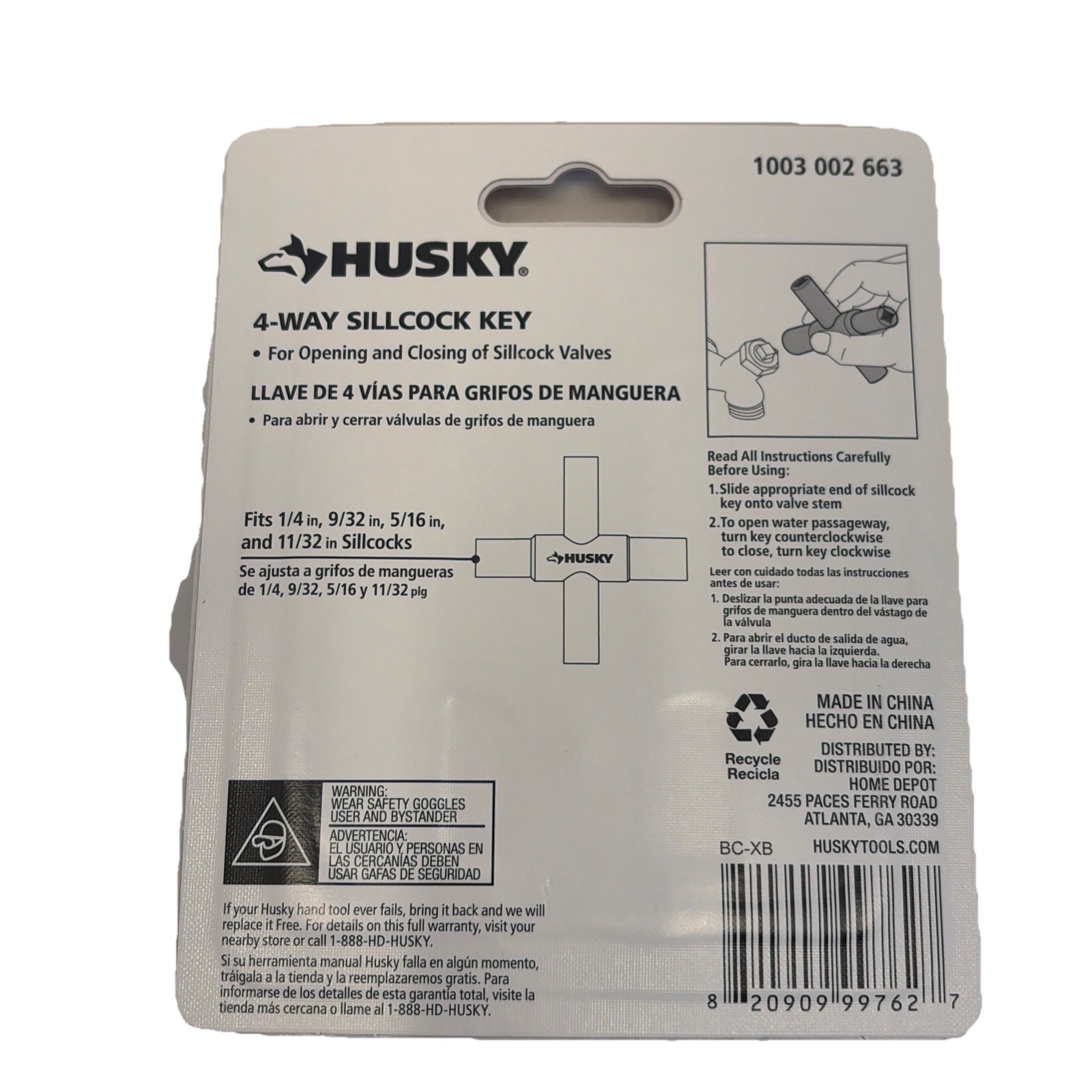 Five Husky Sillcock Keys 4Way Multiple Sizes New In Packages 5 Pack Case