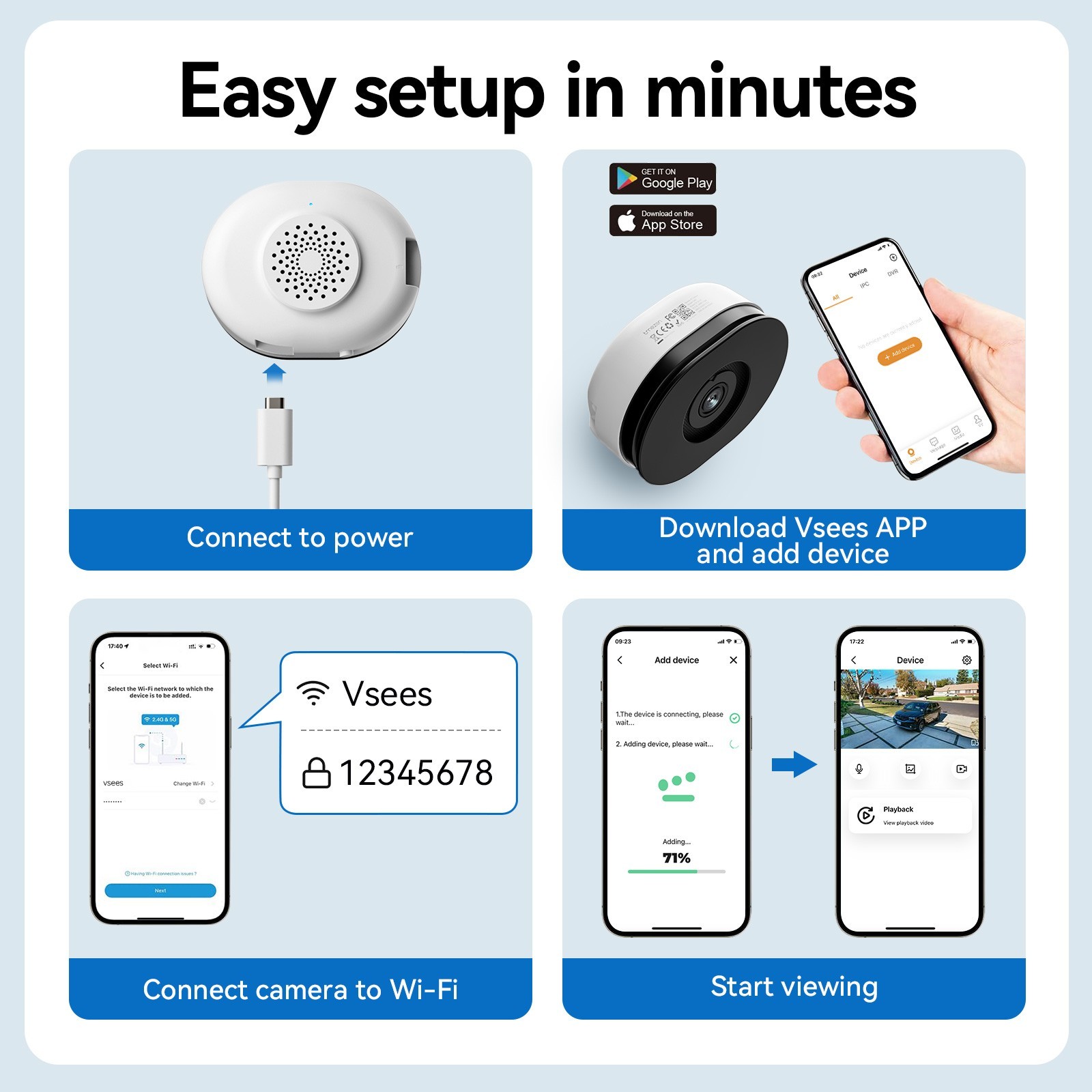 4MP 2.5K Wireless Window Camera Security Camera Color Night Vision 5G&2.4G WIFI