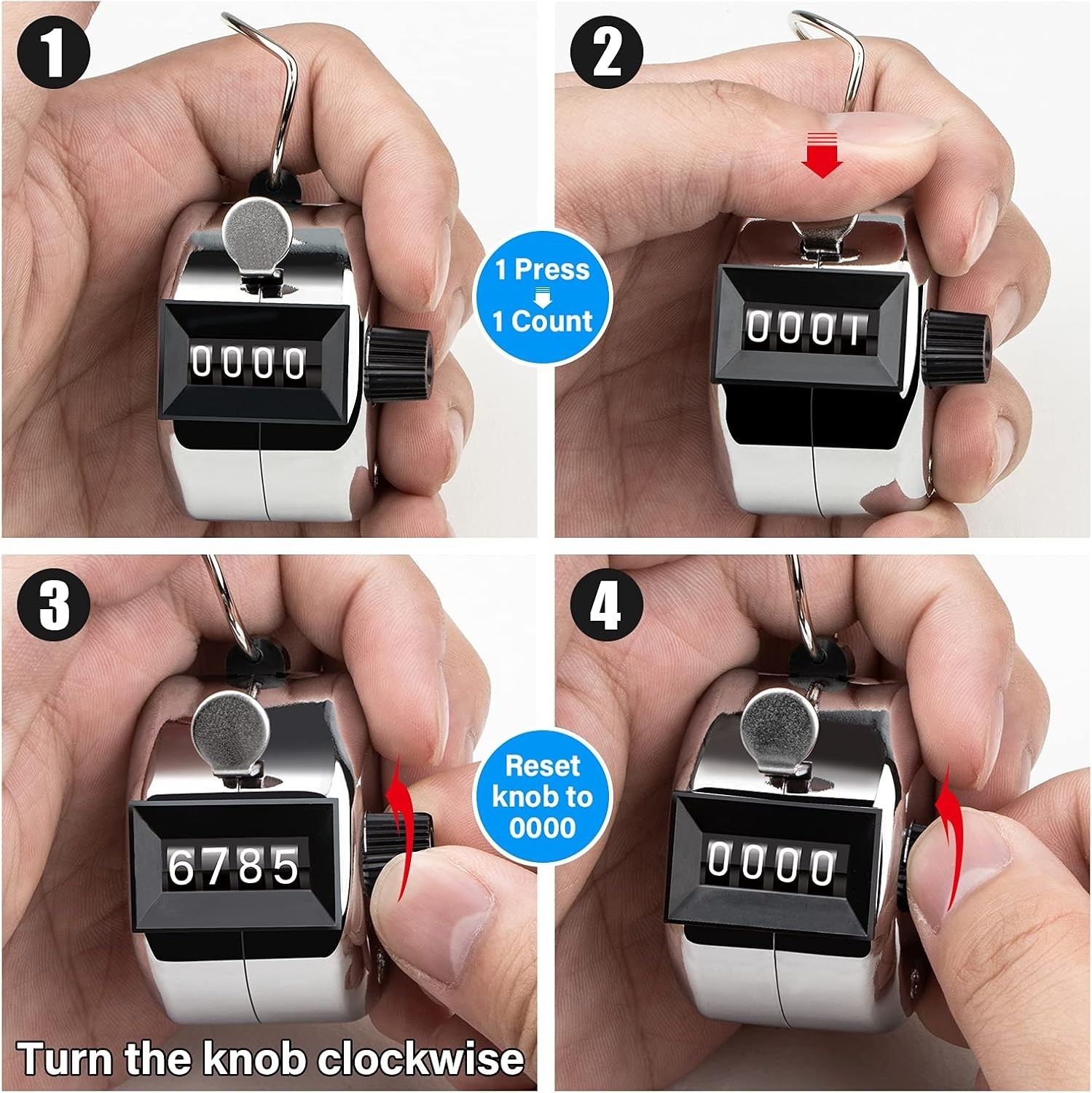 Precise 4-Digit Mechanical Tally Counter for Versatile Use
