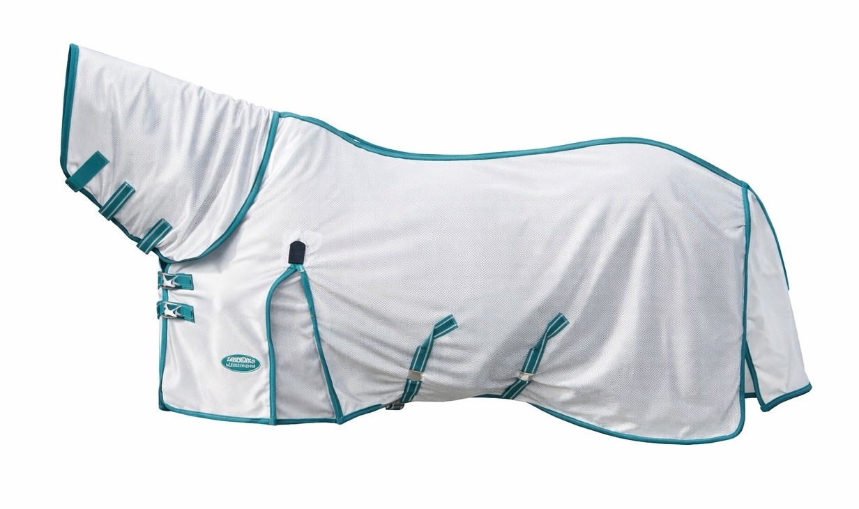 WeatherBeeta Zephyr Plus Mesh Combo Neck Fly Sheet 84” Silver Teal Belly Wrap