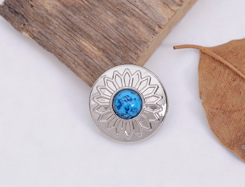 10X Turquoise Bead Charm Bling Silver Sun Flower Leather Wallet Western Conchos