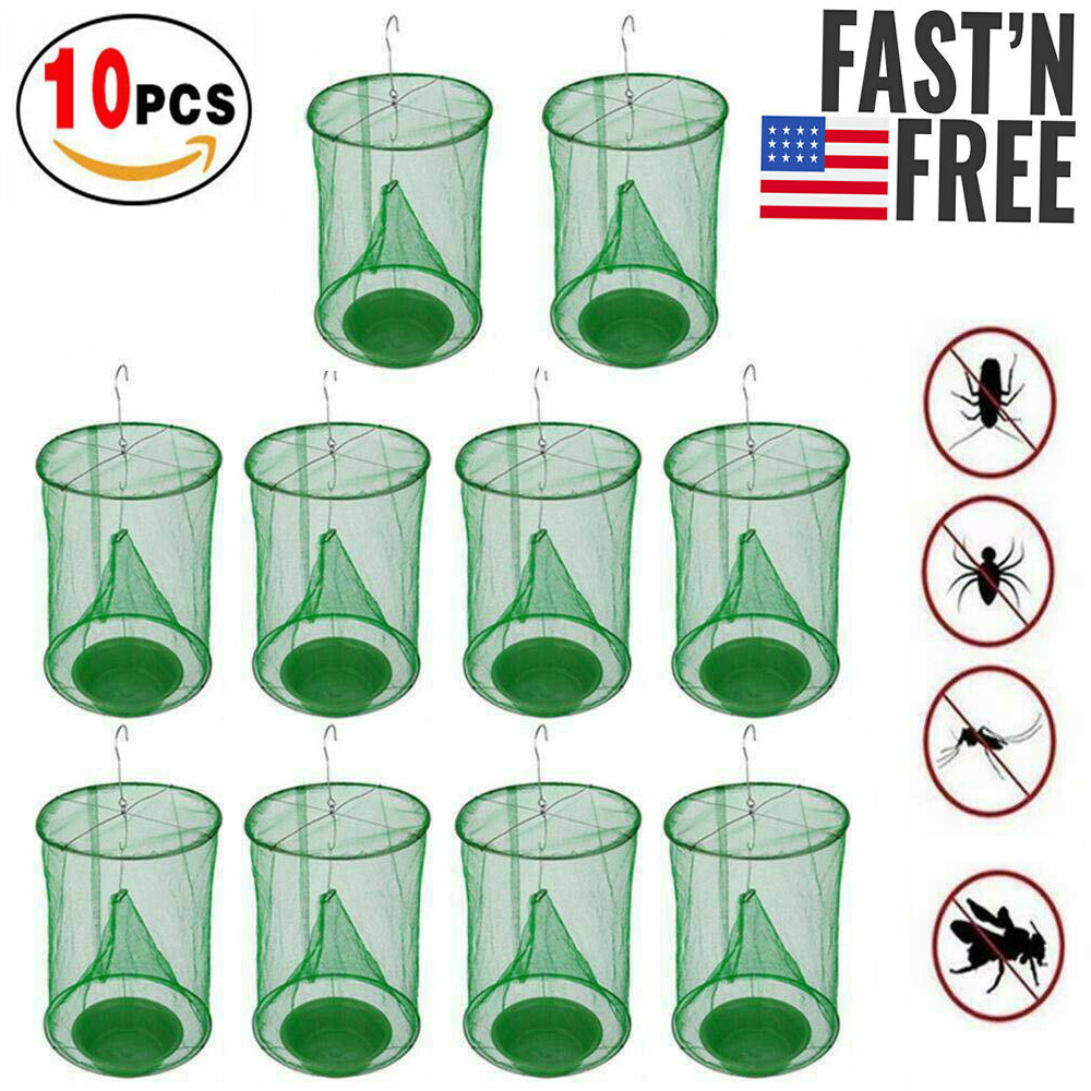 10 X Reusable Ranch Fly Trap Outdoor Folding Mosquito Capture Insect Bug Catcher