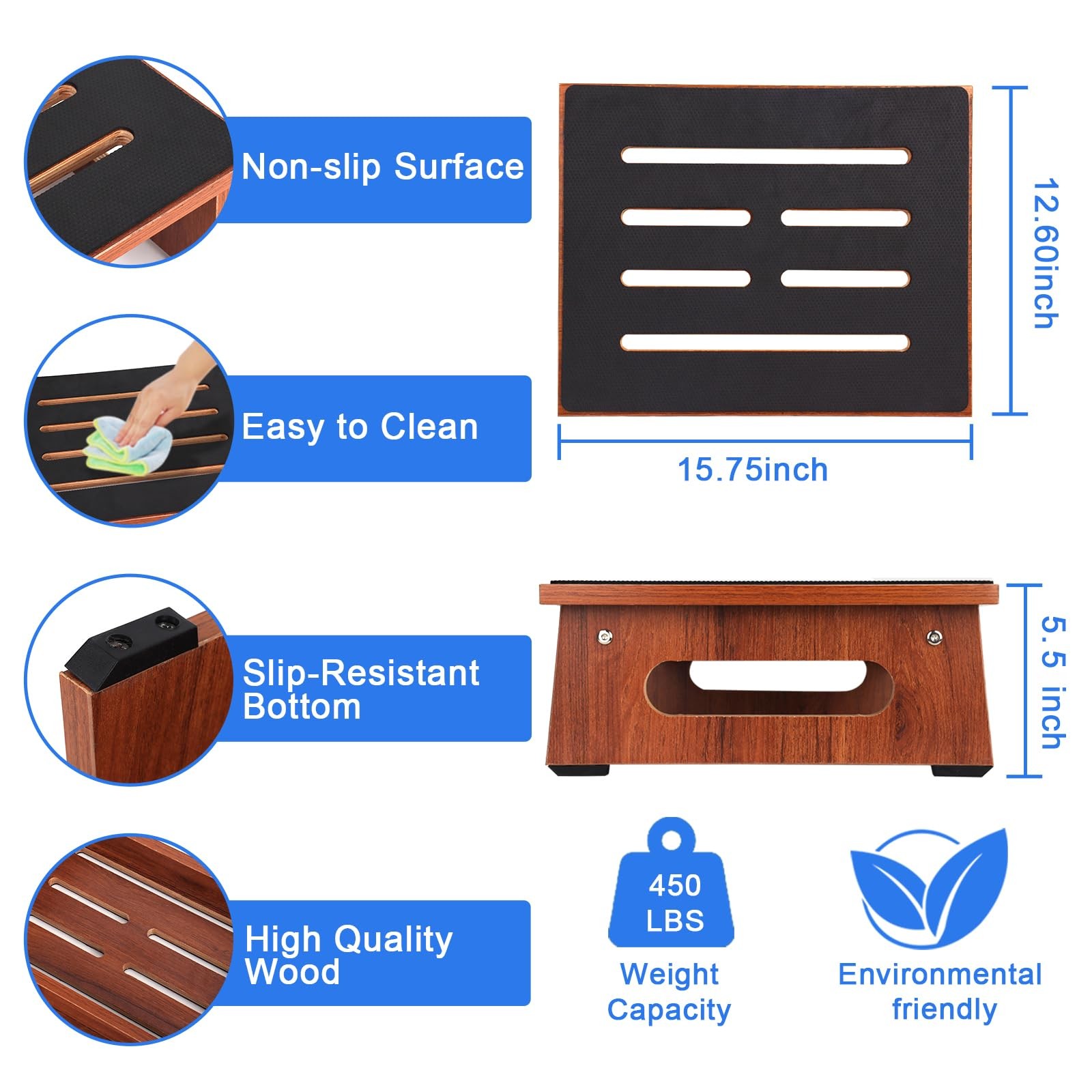 One Step Stool for Adults Seniors with Non-Slip Rubber Stepping Surface, Heav...