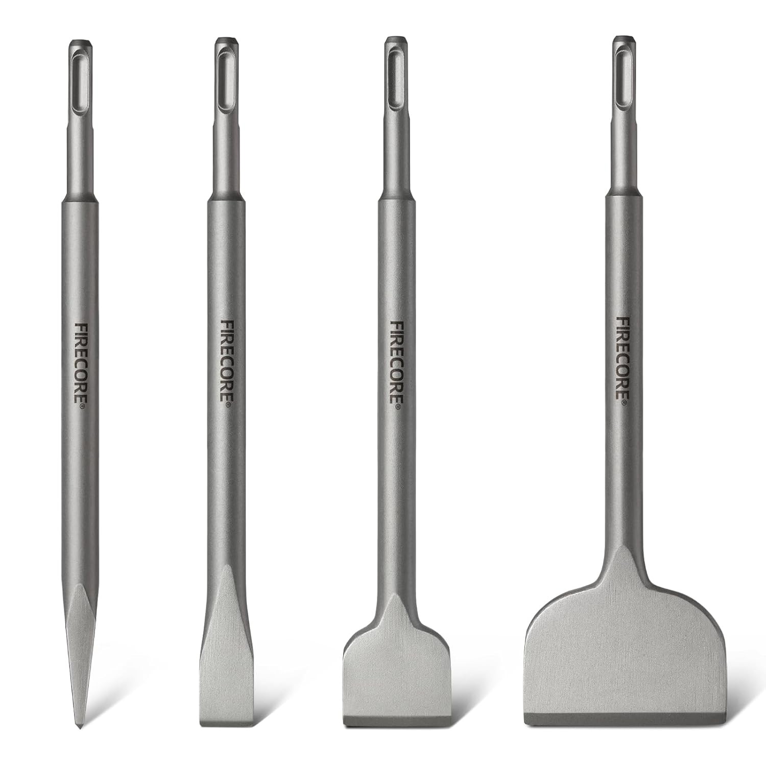 SDS Plus Chisel Set 4-Piece Tile Removal Bit Shovel for Demolition Chipping