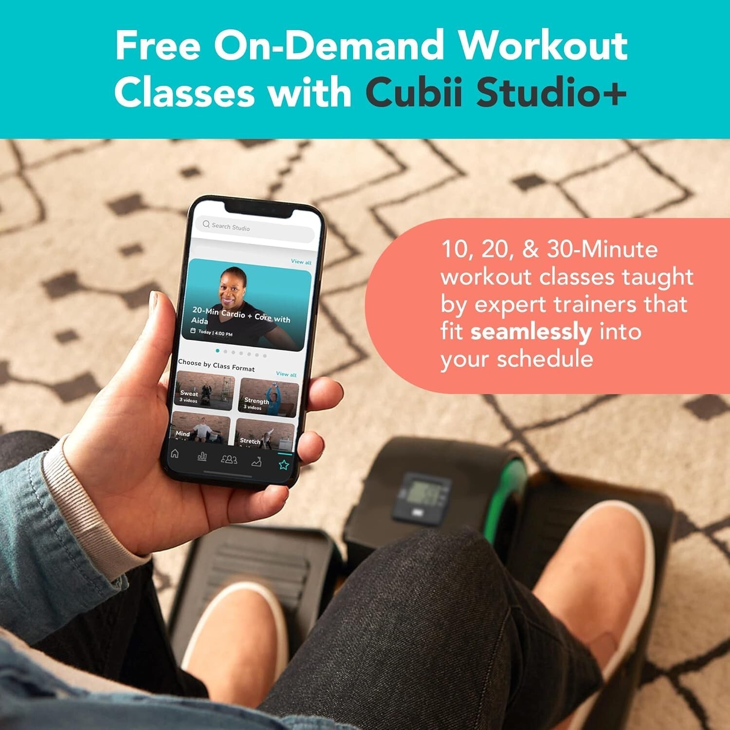 Cubii JR1+ Under Desk Elliptical Exercise Machine Non Slip Portable Bluetooth