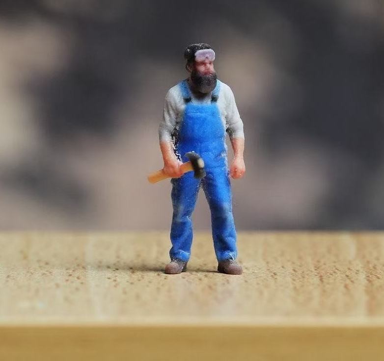 1:64 Painted Figure Model Miniature Resin Diorama Sand Brace Denim Man Worker