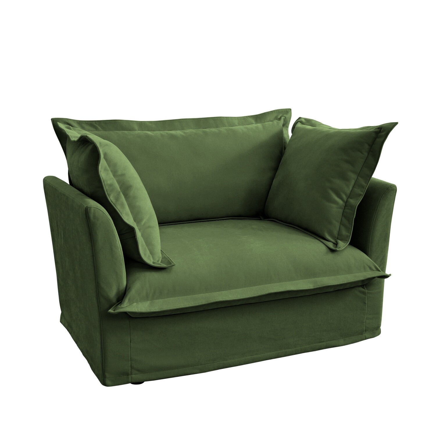 Single Sofa Upholstered Armchair Living Room Furniture with Pillows Green/Blue