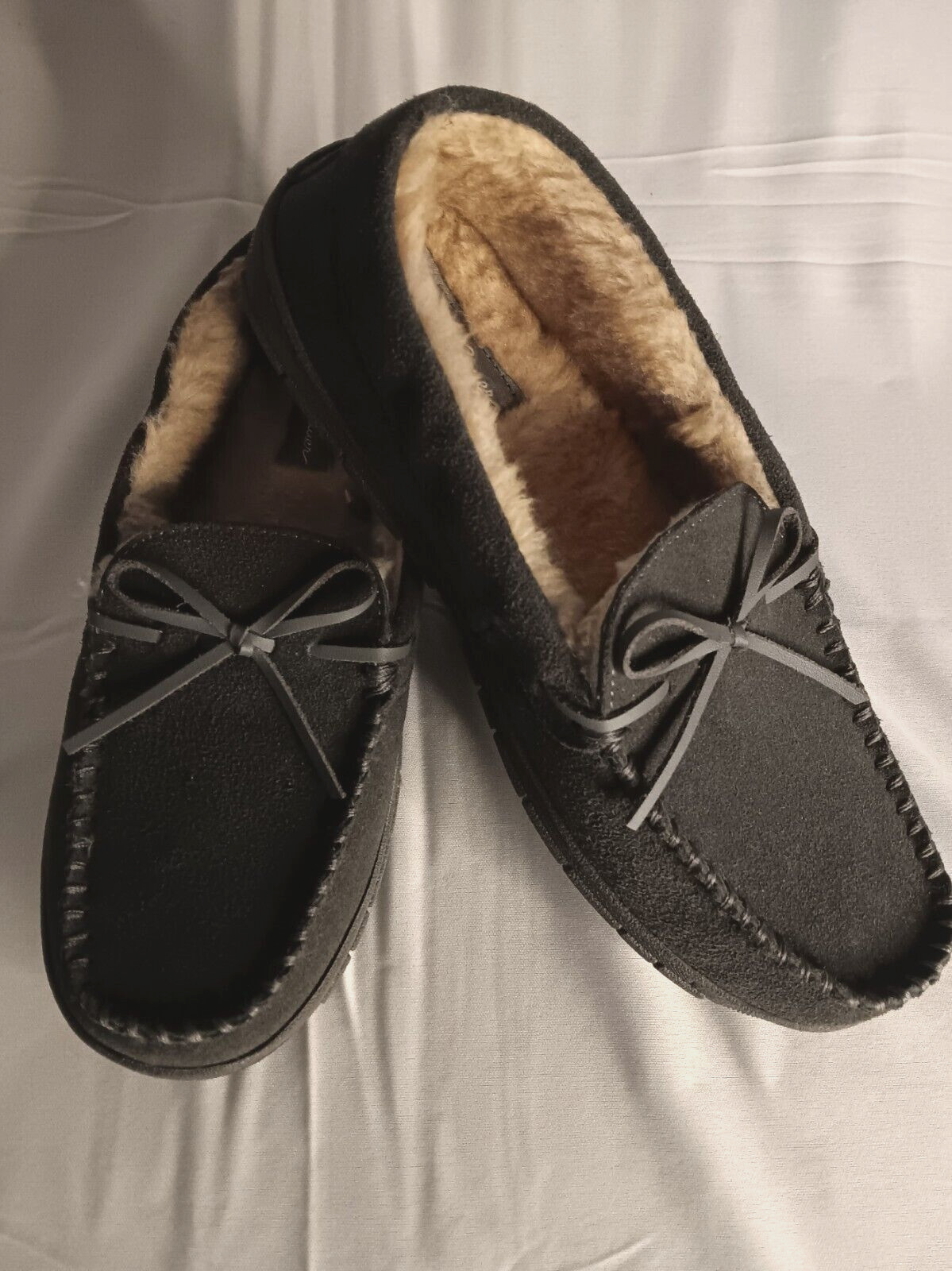 Men’s Eddie Bauer Woodland Gray Slippers Size M 8-9 Faux Fur Lined
