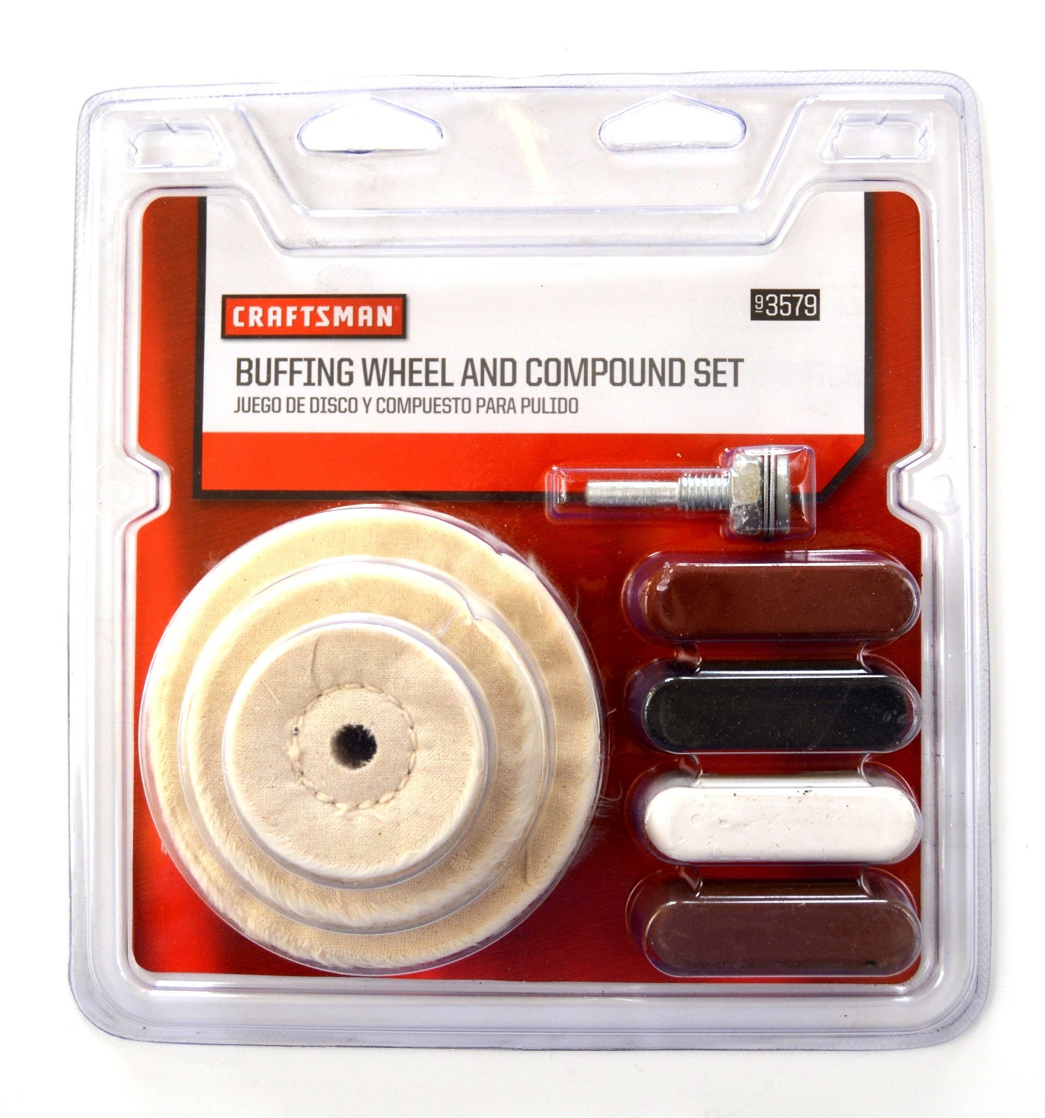 8pc CRAFTSMAN BUFFING WHEEL PAD COMPOUND EMERY ROUGE & MANDREL SET 93579