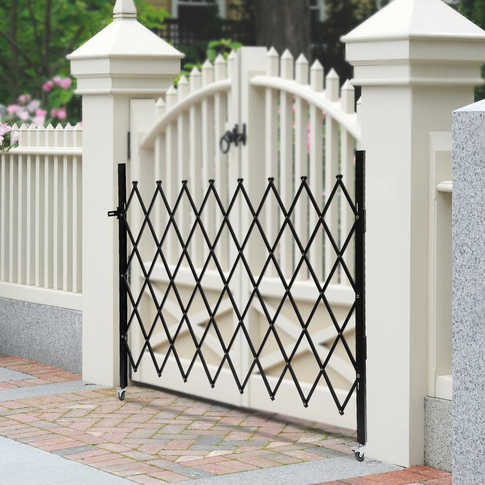 Single Folding Security Gate Rolling Barricade Gate Accordion Security Gate NEW