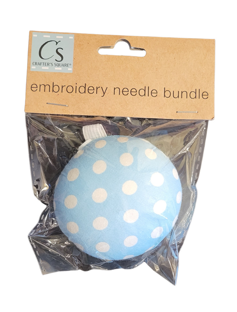 Crafter's Square Embroidery Needle Pin Cushion - New - Blue w/ White Dots