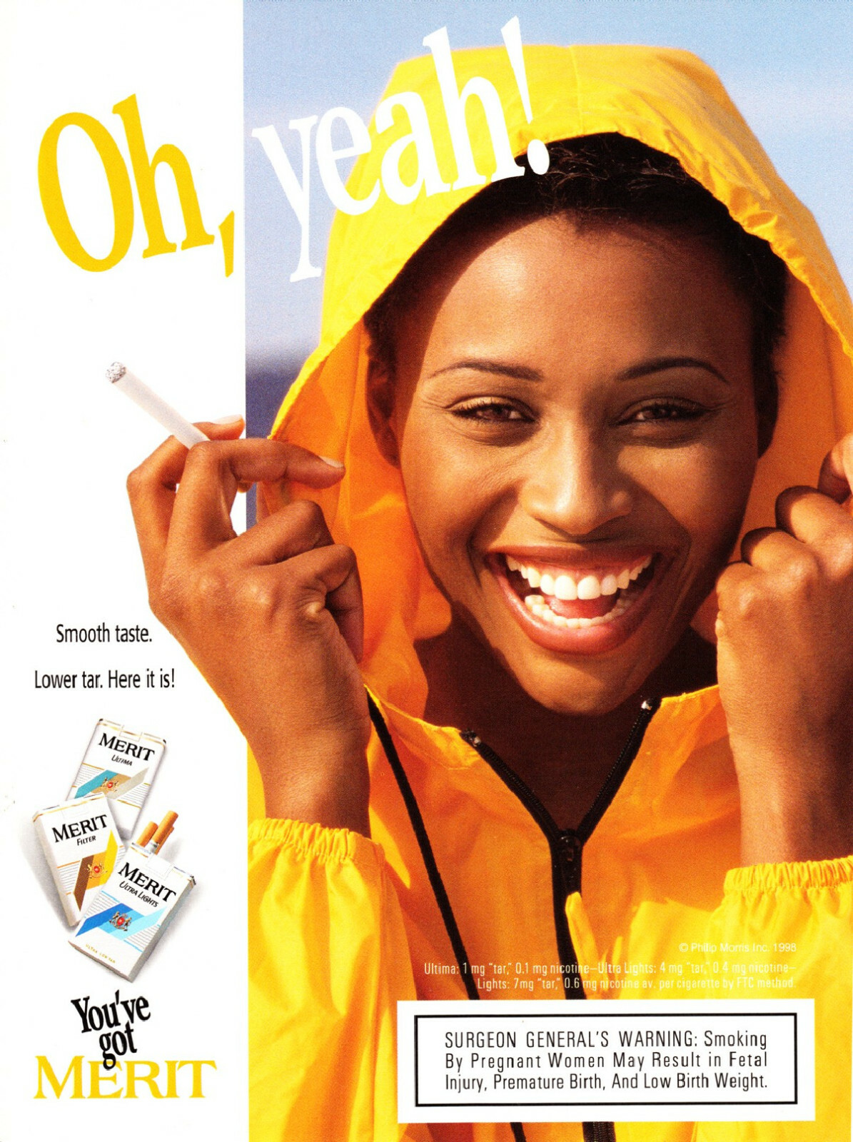 MERIT CIGARETTE AD #93 RARE 1998 VINTAGE OUT OF PRINT OH, YEAH