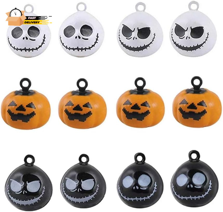 12Pcs Pumpkin Bells Halloween Ghost Skull Bells DIY Halloween Decoratio