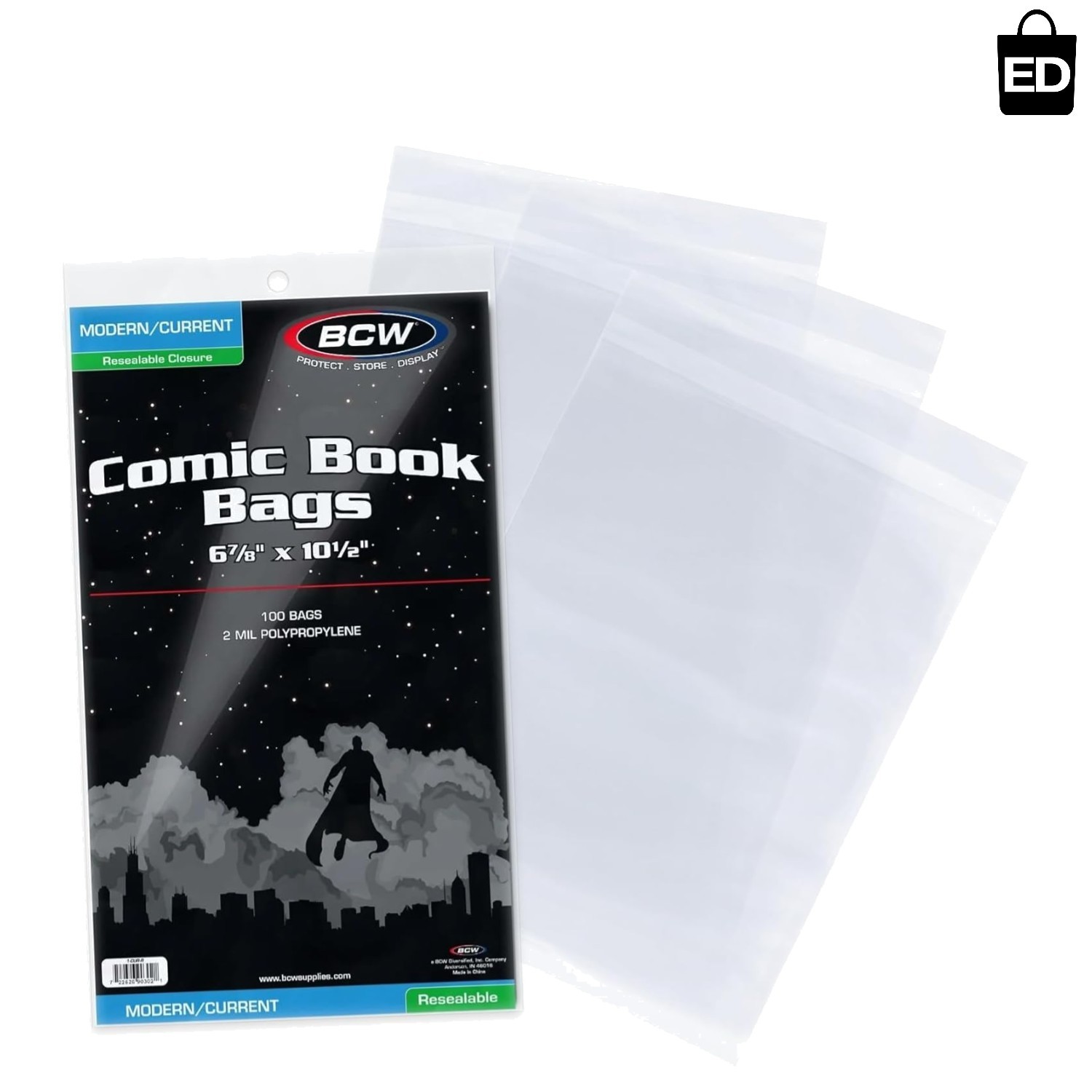 Crystal Clear Resealable Comic Bag Set - 100 Acid-Free Bags for Current Comics