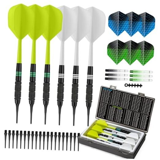 Soft Tip Darts Set 6 Pack – Professional Darts Plastic Tip with Integrated