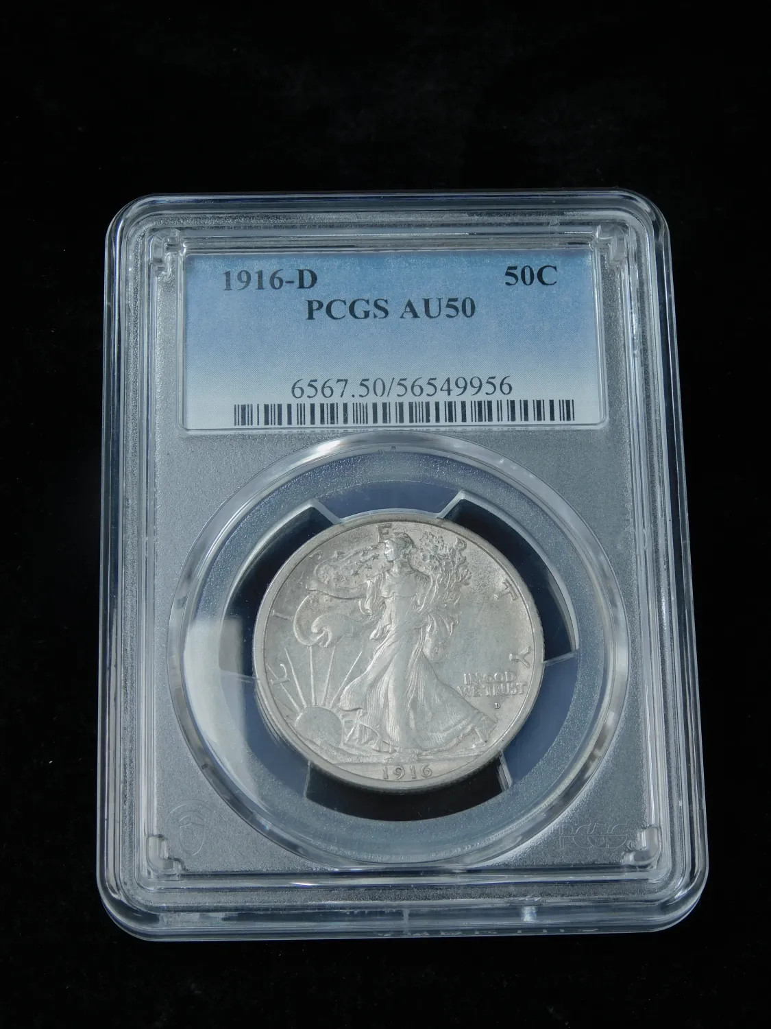 1916-D 50c Walking Liberty Silver Half Dollar - PCGS AU50