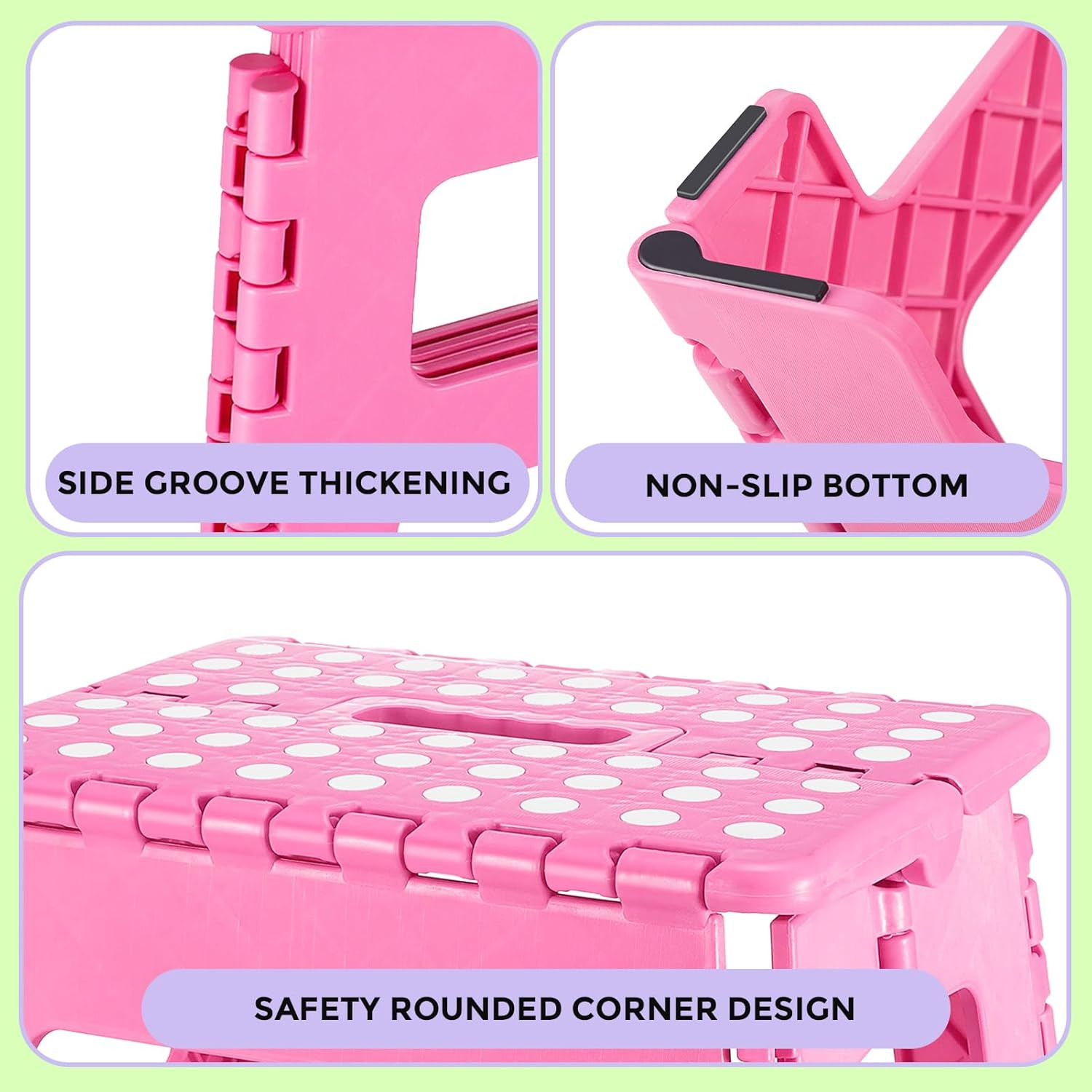 Folding Step Stool 9 Inch, Kids Step Stool, Heavy Duty Step Stools for Adults